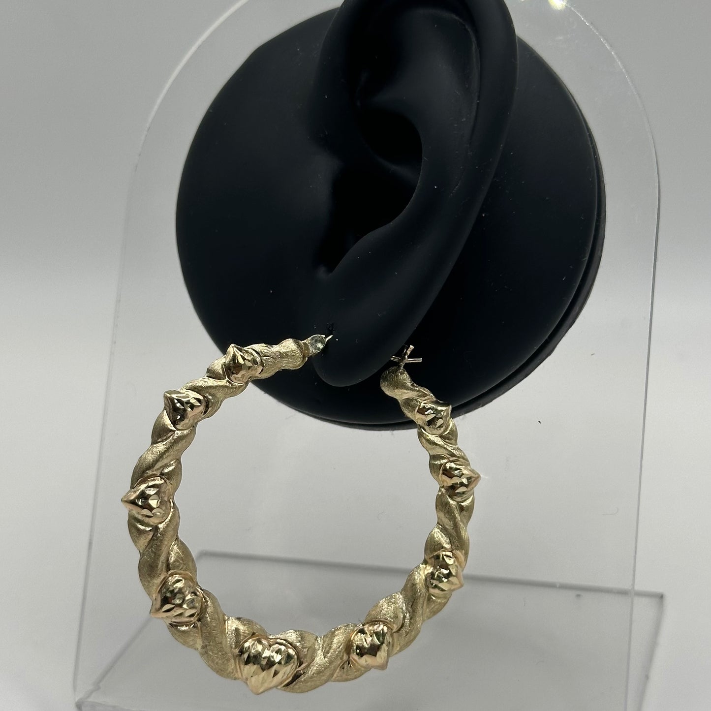 10K Gold All Heart Hoop Earrings 1.4"