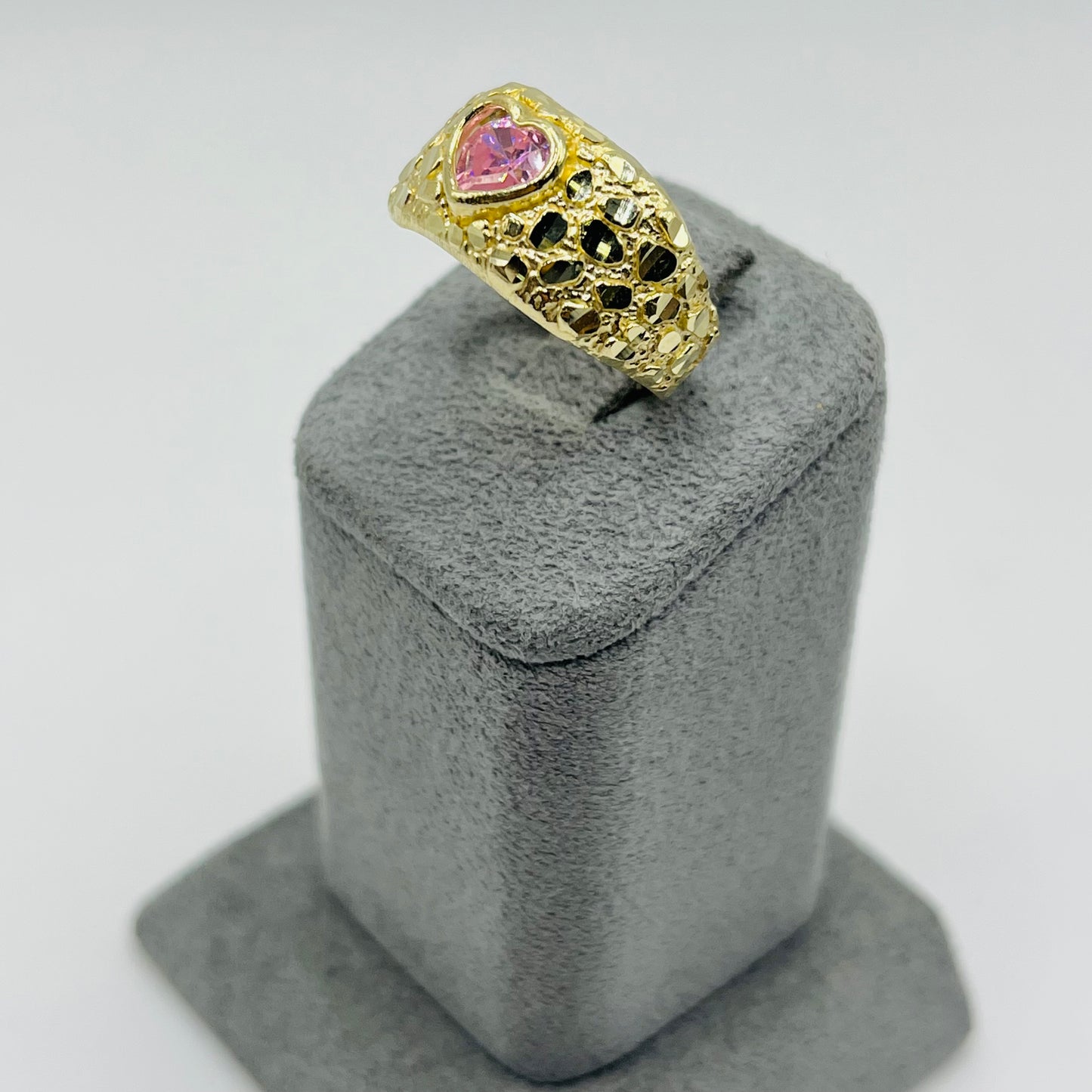 10k Gold Pink Heart Nugget Ring