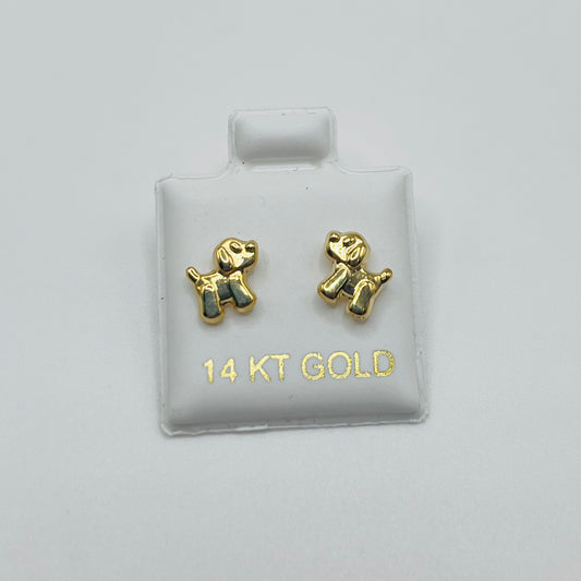 14k Gold Puppy Baby Earrings
