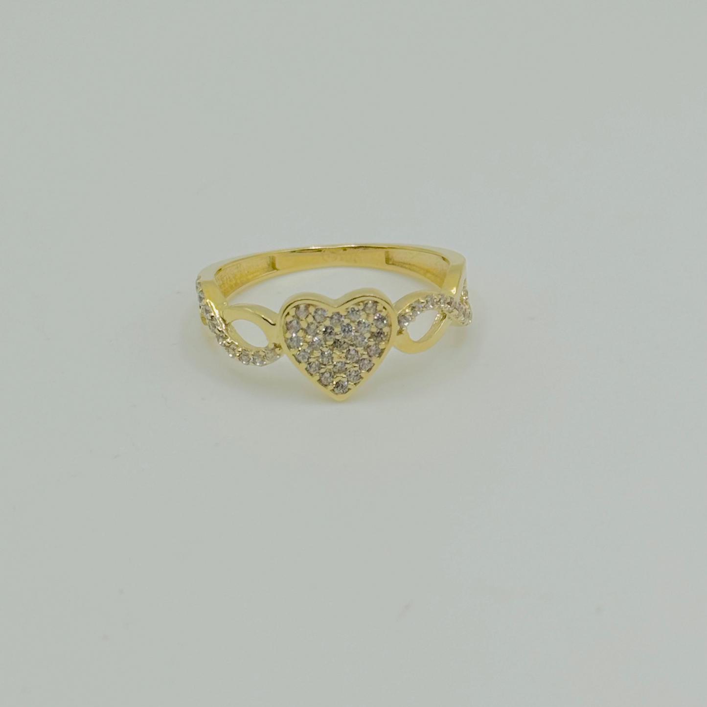 10K Gold CZ Heart with Infinity Band Ring