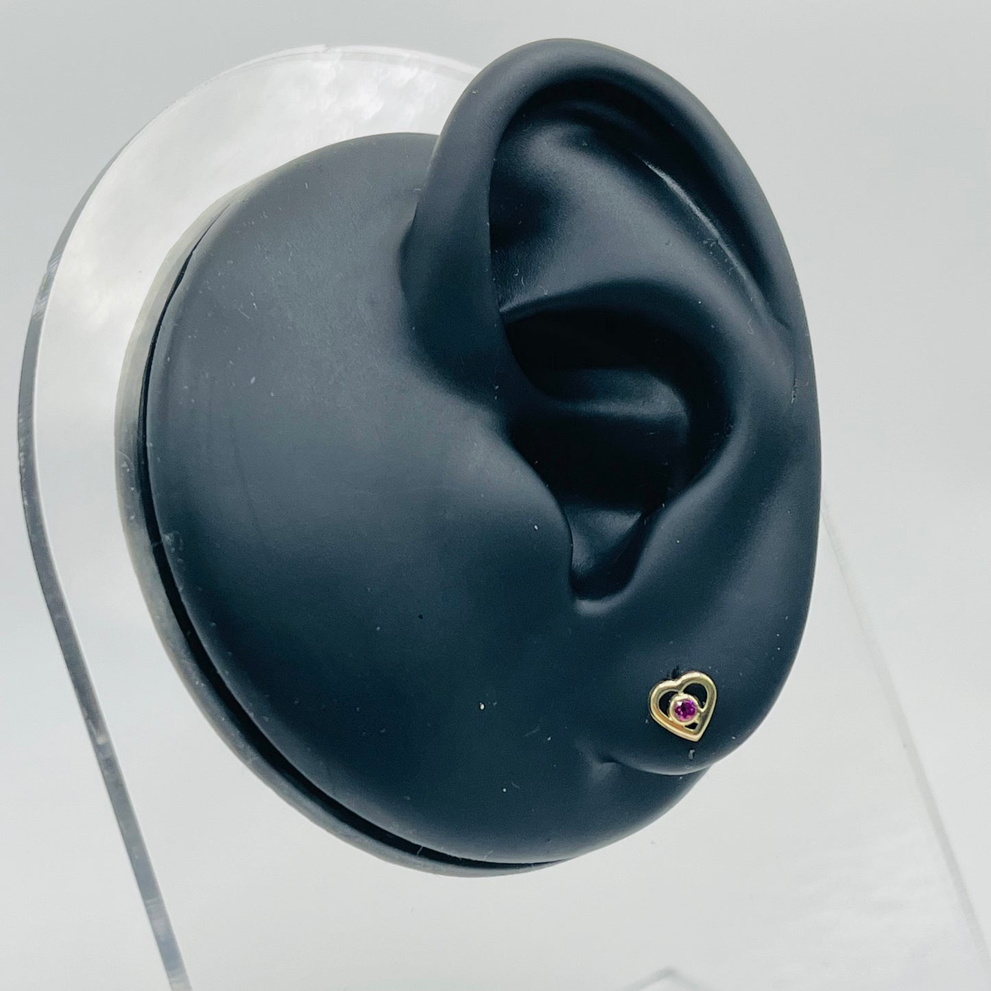 14k Gold Heart Bezel Screwback Earrings