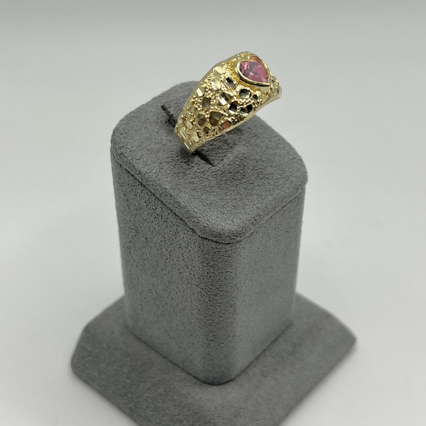 10k Gold Pink Heart Nugget Ring