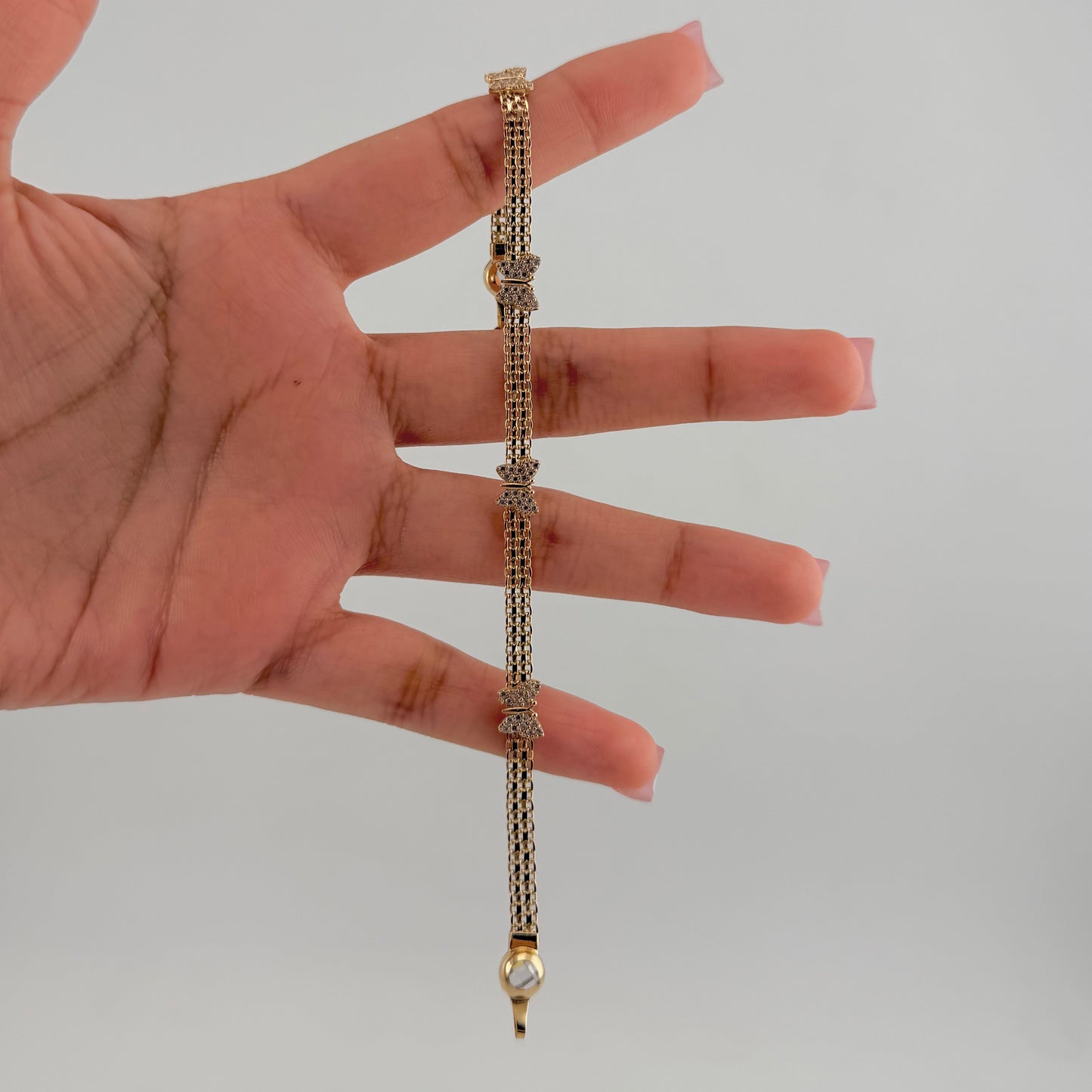14k Gold Fancy Cz Butterfly Bracelet