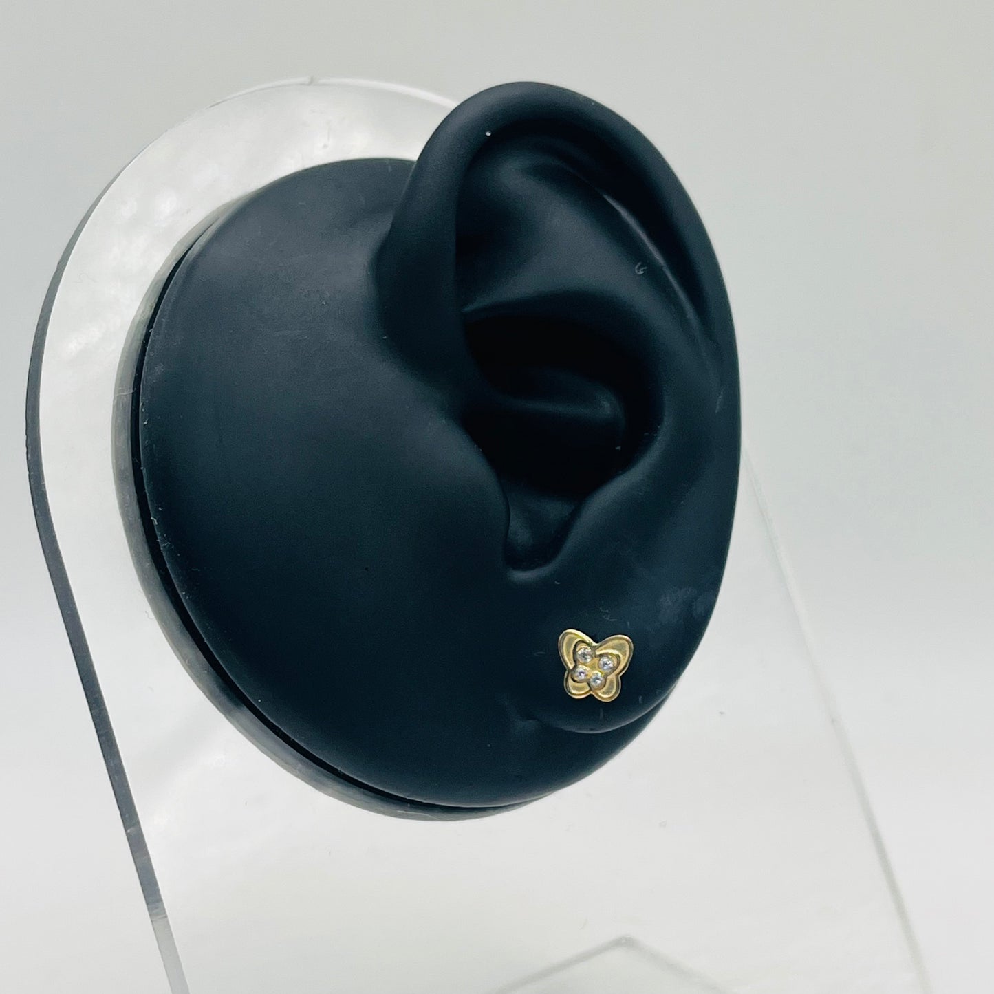 14k Gold Double Butterfly CZ Baby earrings