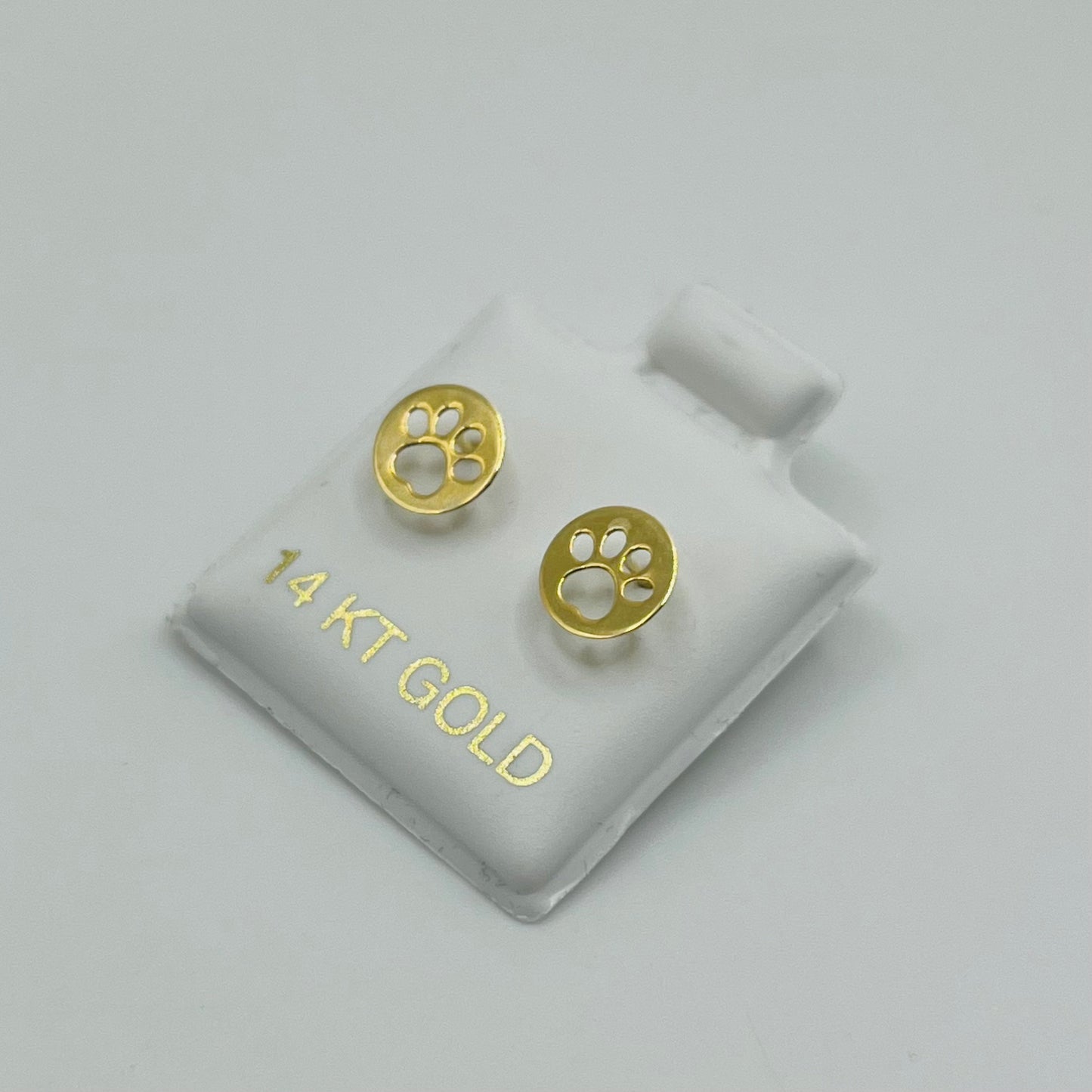 14k Gold Paw Print Screwback Earrings