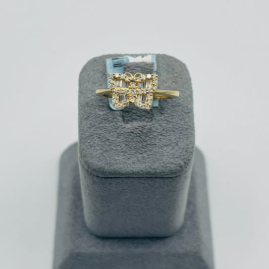 14k Gold Natural Diamond Butterfly Baguette Ring