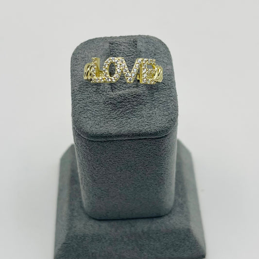10k Gold Cz Love Cuban Ring