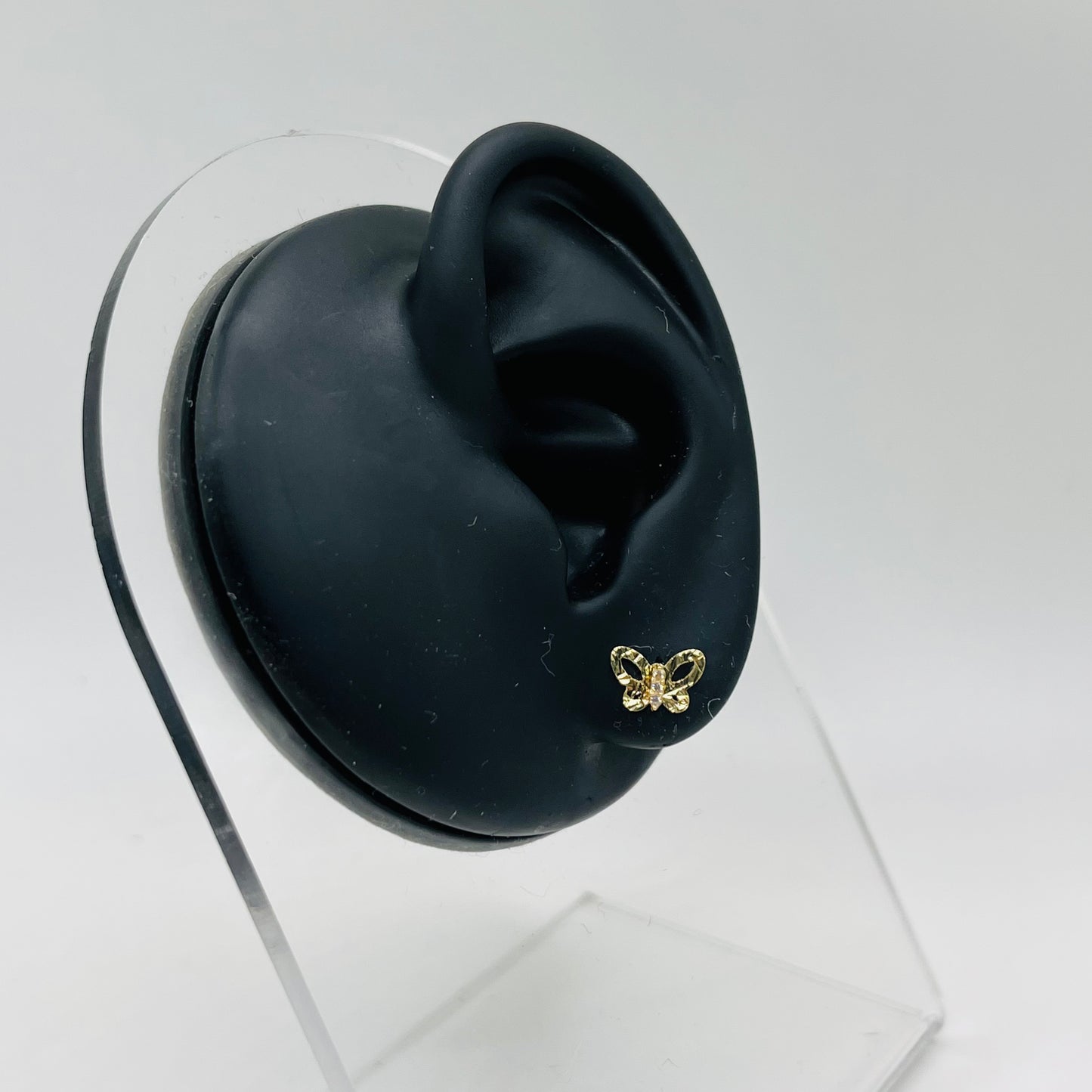 14k Gold Butterfly Cz Baby Earrings