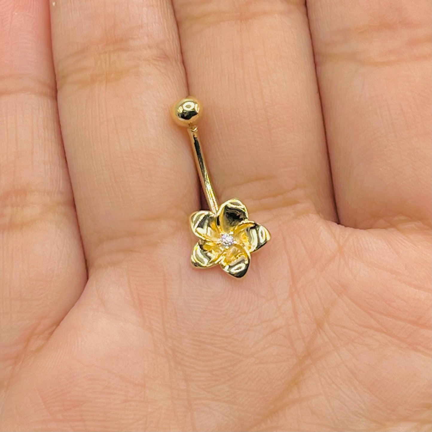 14k Gold Hibiscus Belly Ring