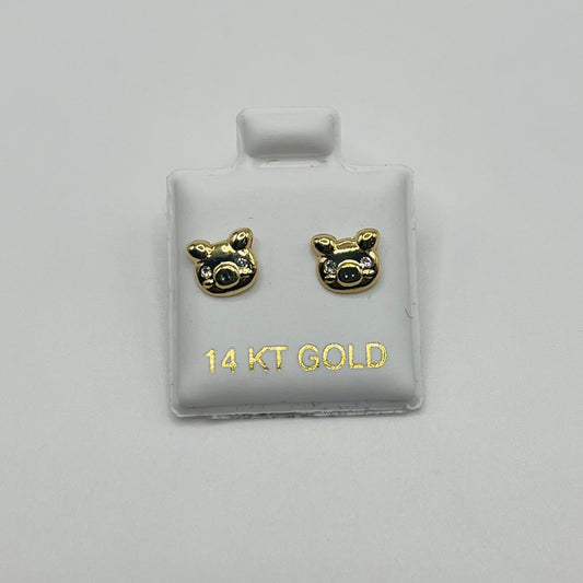 14k Gold Piggie Baby Earrings