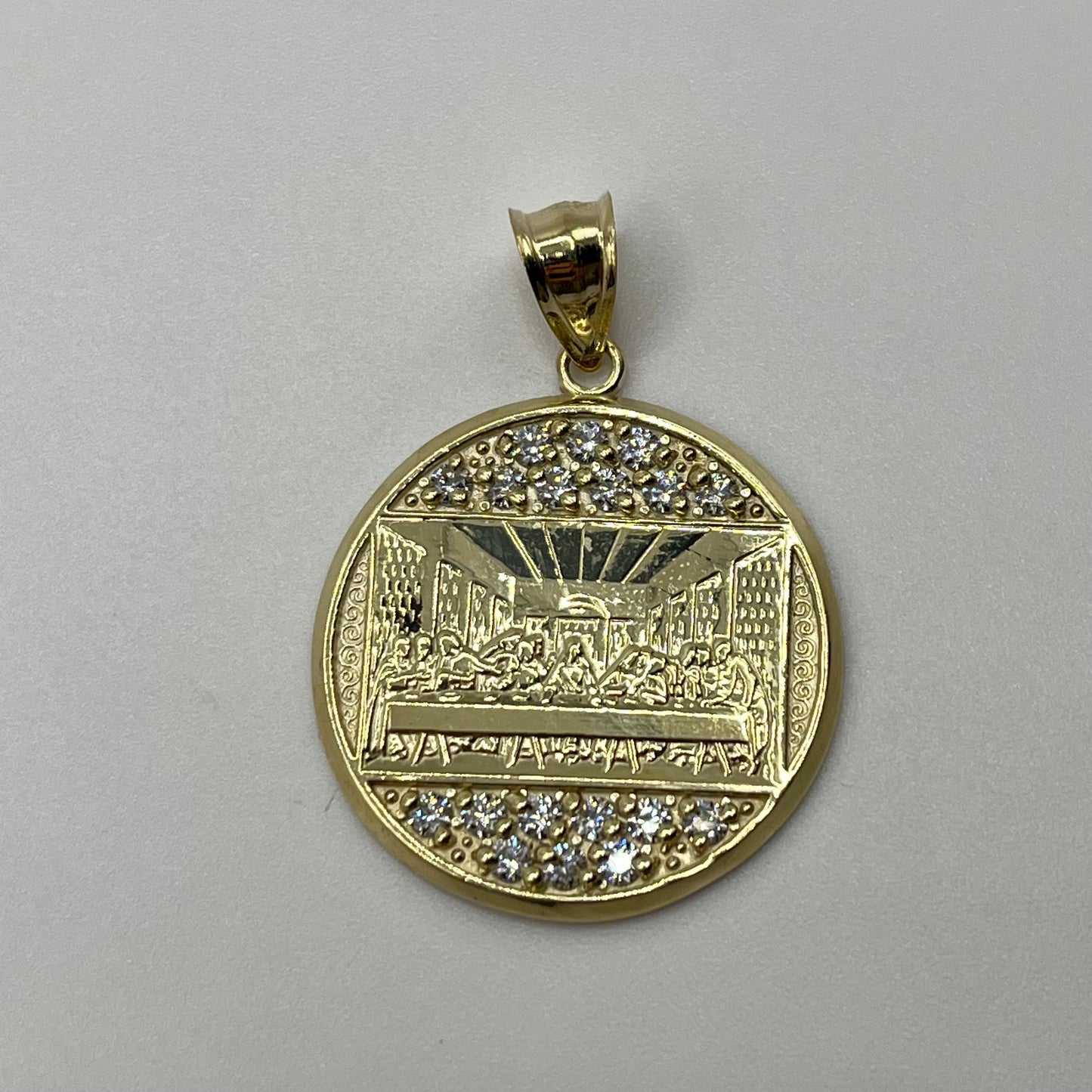 10K Gold Last Supper Pendant with CZ