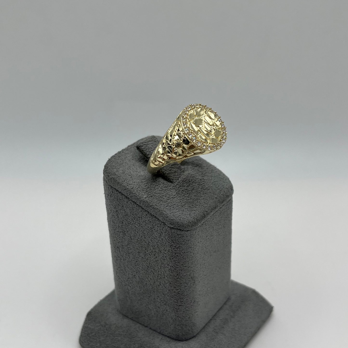10k Gold Round Cz Nugget Ring (S)