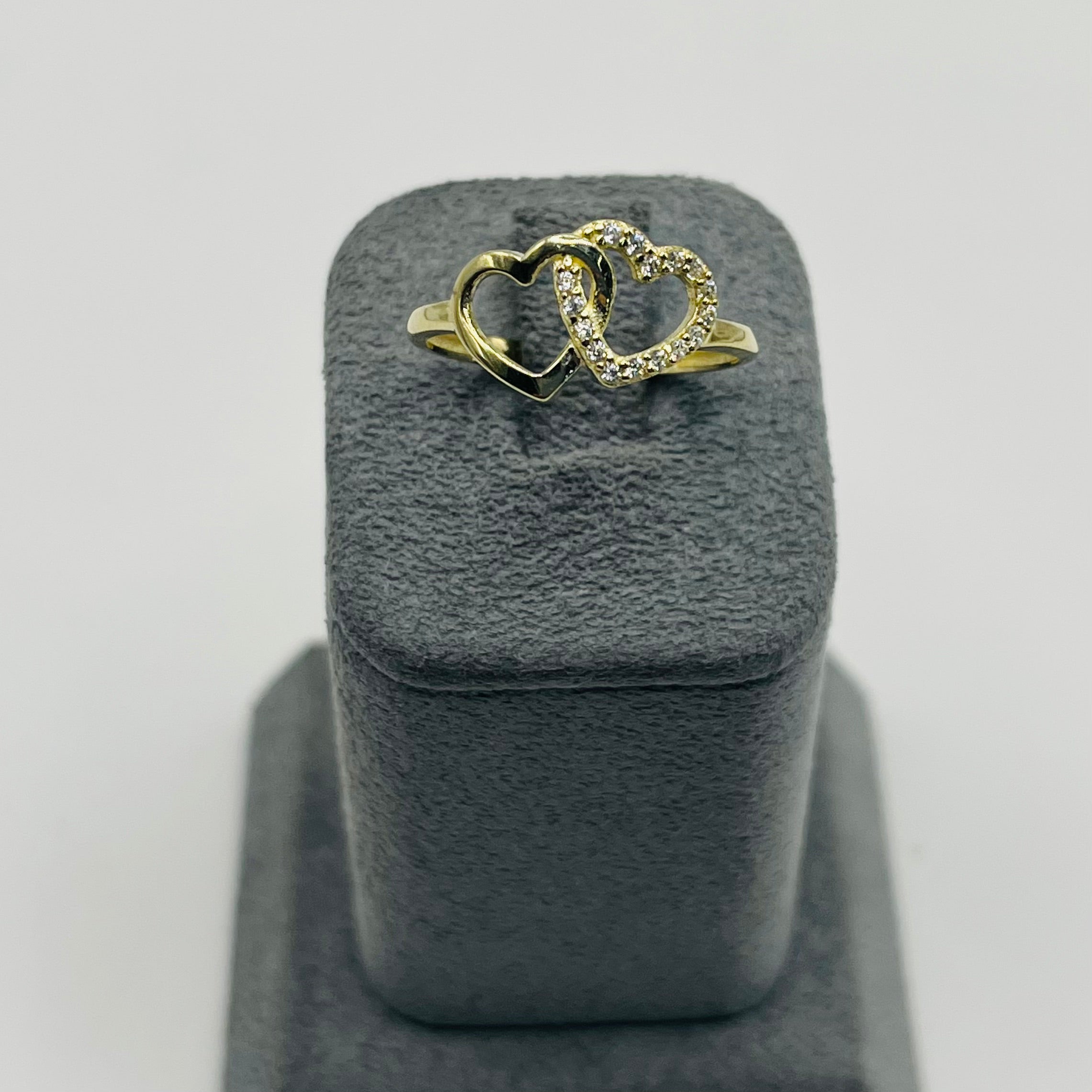 10k Gold Forever Twice Cz Heart Ring