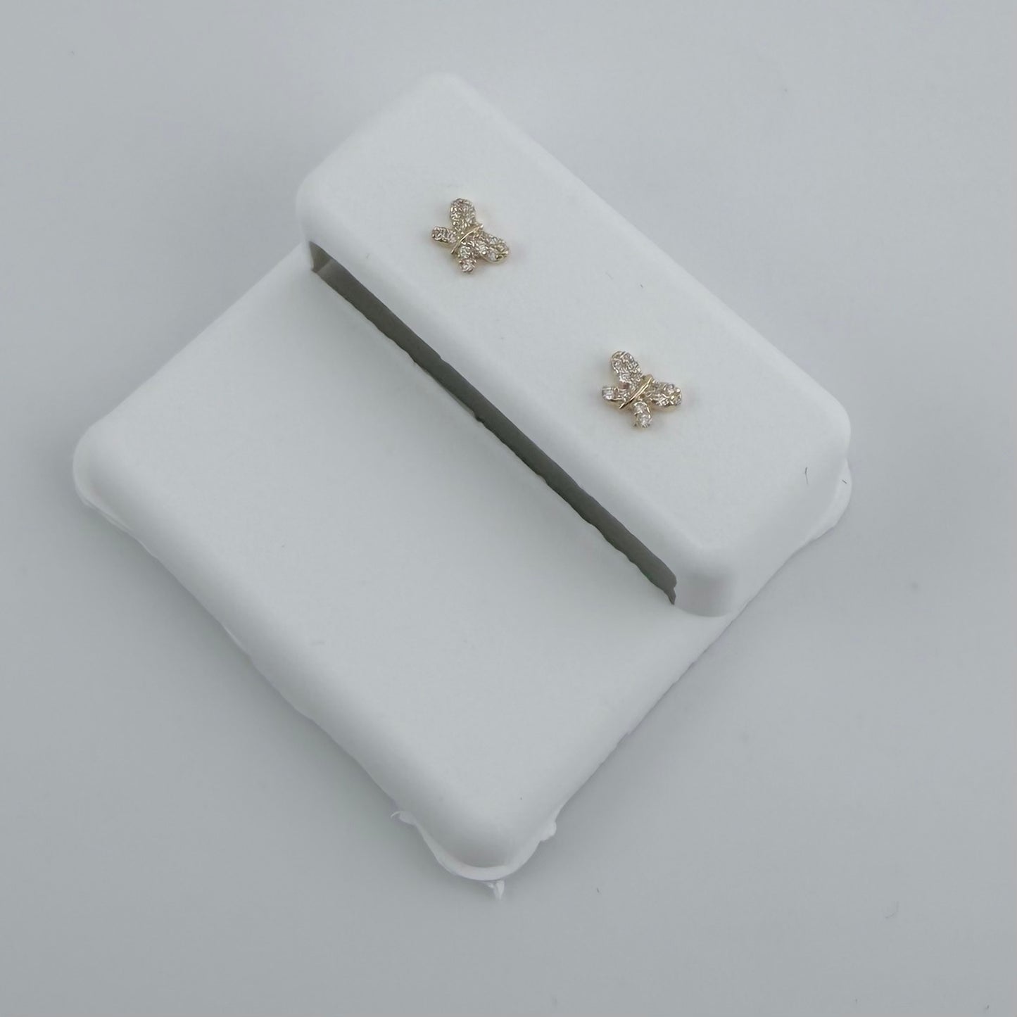 14k Gold Diamond Baby Butterfly Earrings