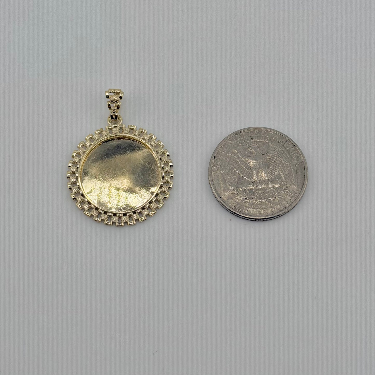 10k Gold Rx Bell Rx Round Picture Pendant (S)