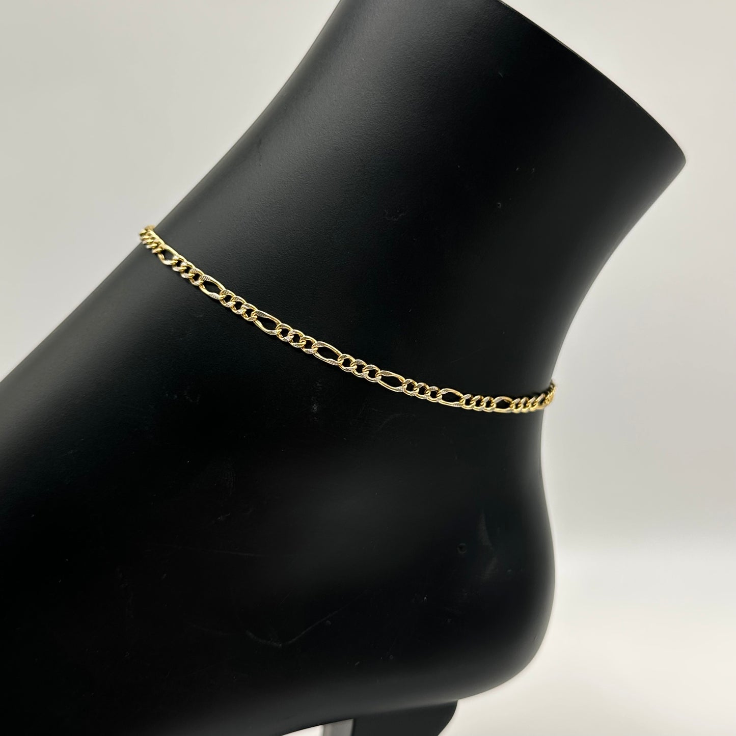 10k Gold Dc 3mm Figaro Anklet