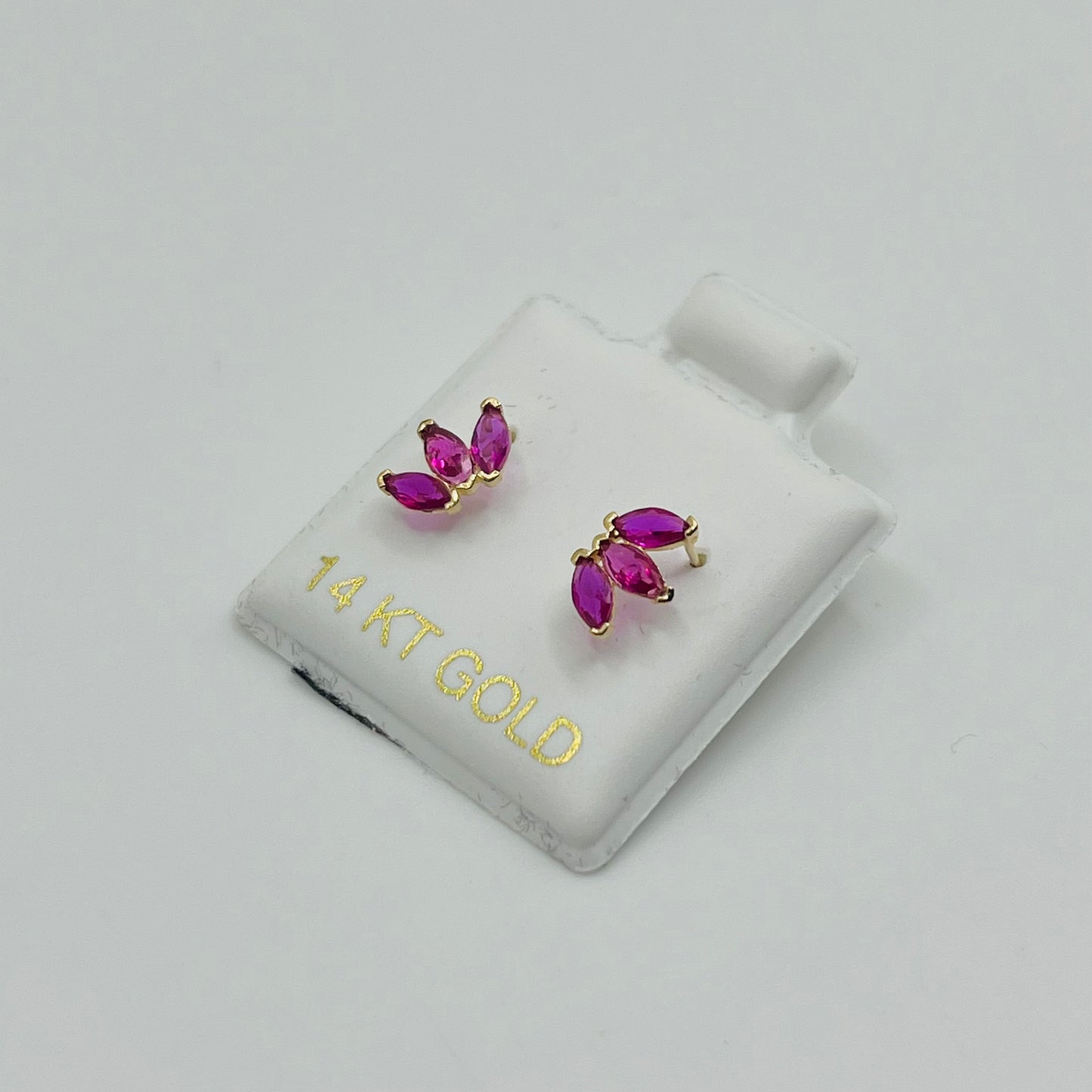 14k Gold 3 Beaded Stone Screwback Earrings