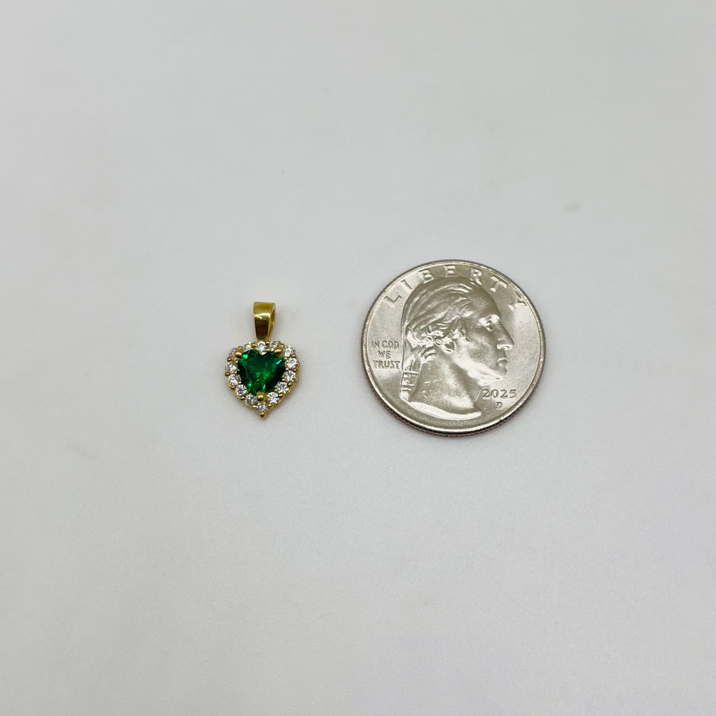 10k Gold CZ Heart Birthstone Charm