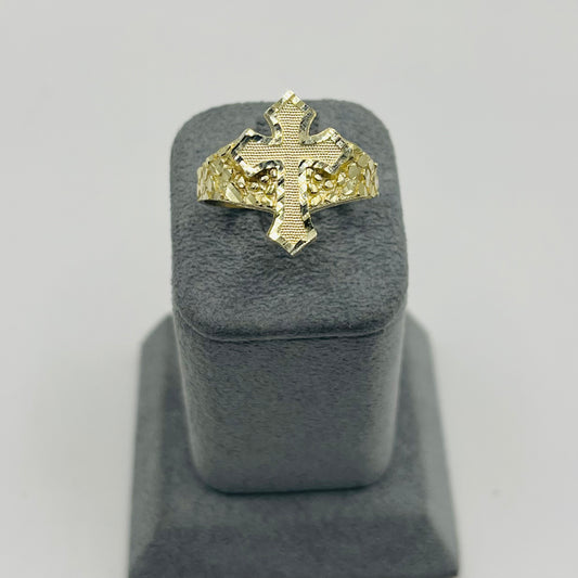 10k Gold Classic Legend Cross Nugget Ring