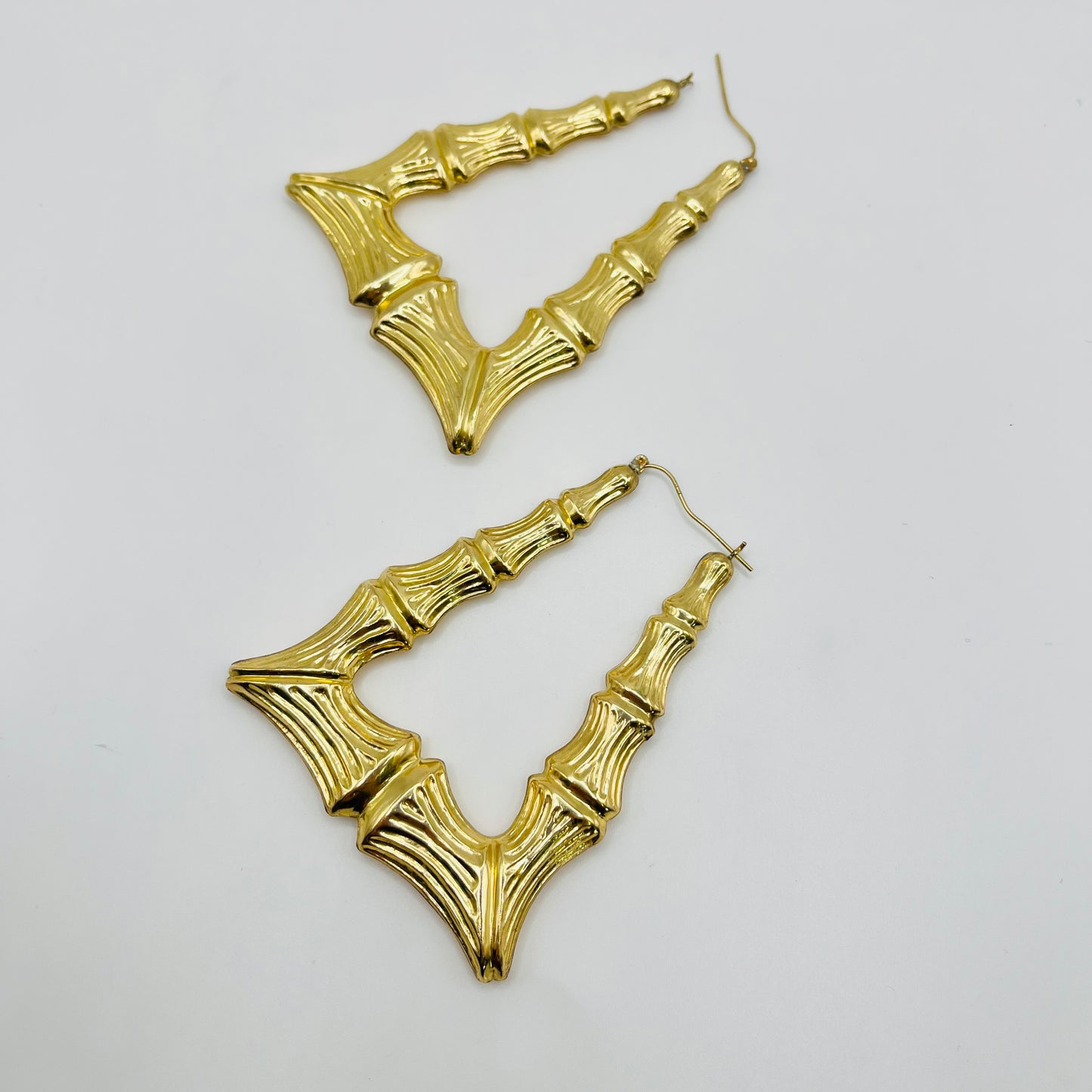 10K Gold XL Door Knocker Bamboo Hoop Earrings