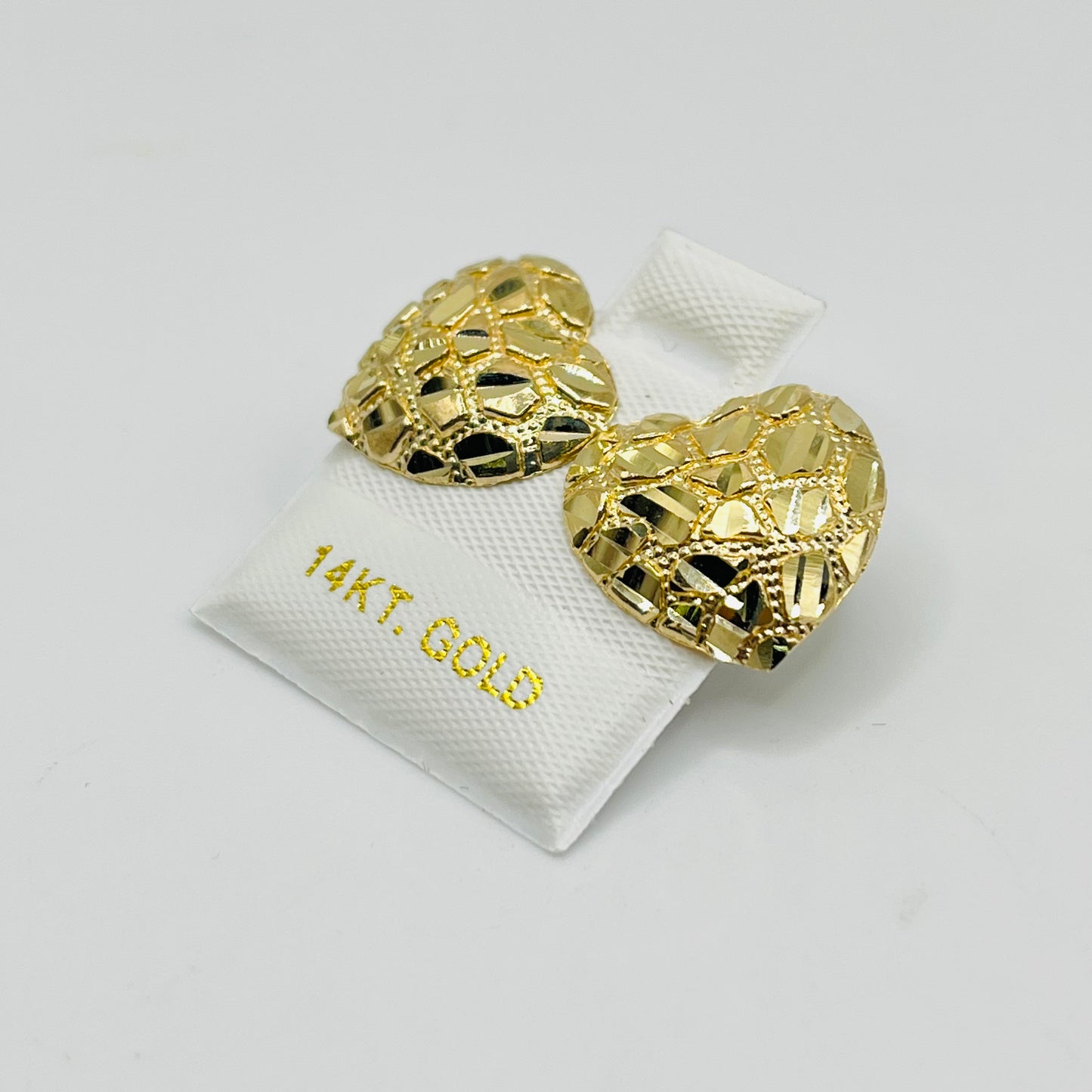 14K Gold Heart Nugget Earrings (Large)