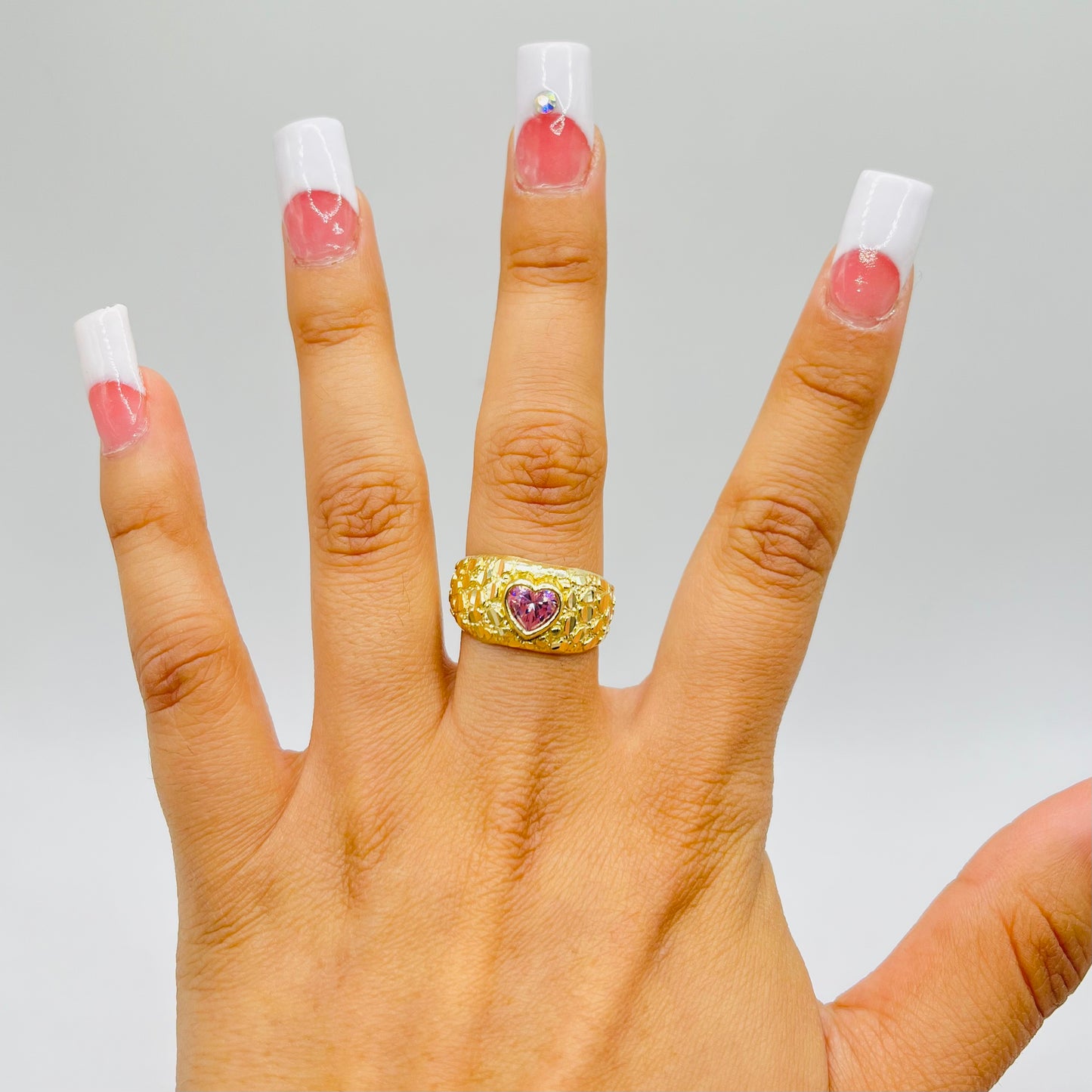 10k Gold Pink Heart Nugget Ring