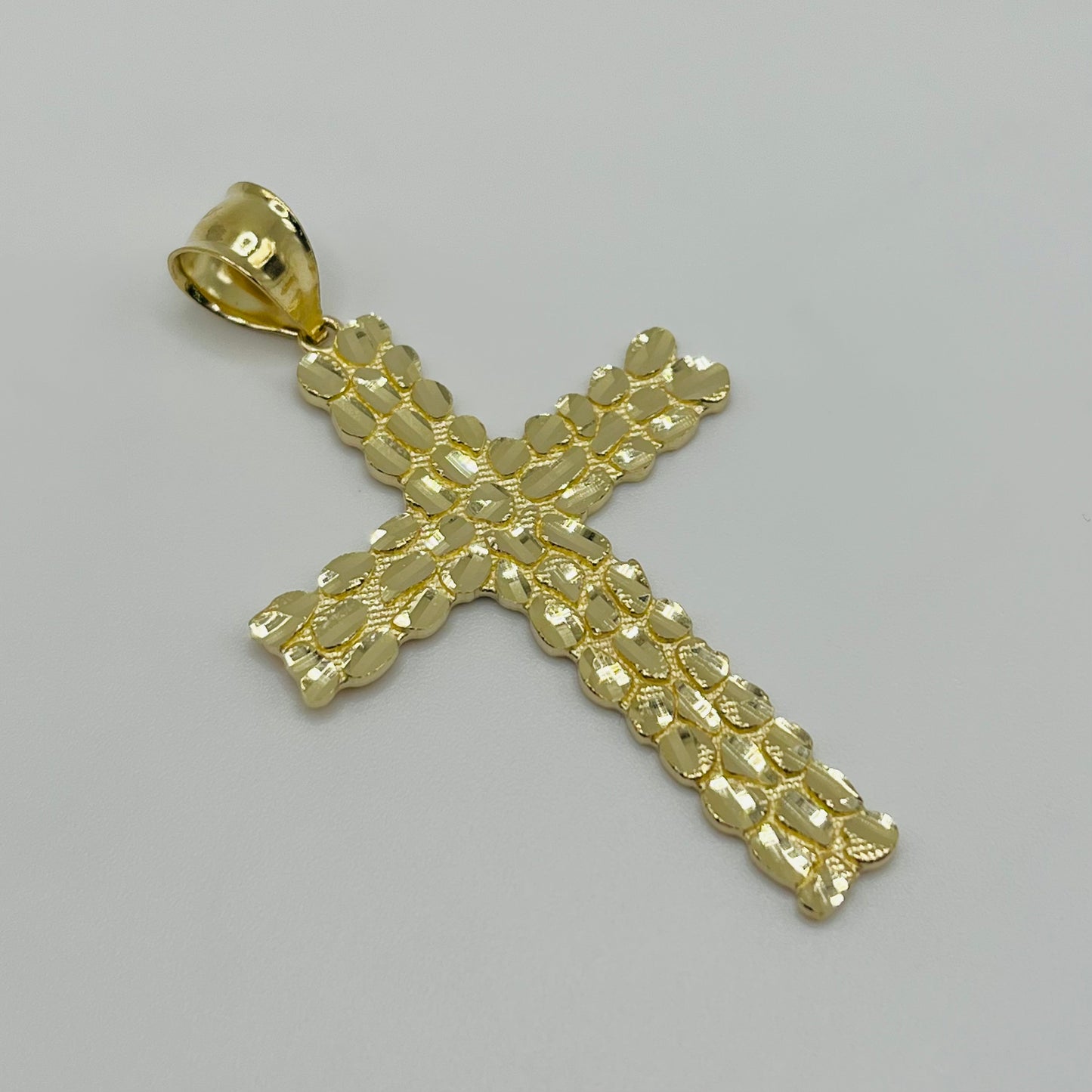 10k Gold Nugget Cross Charm (L)