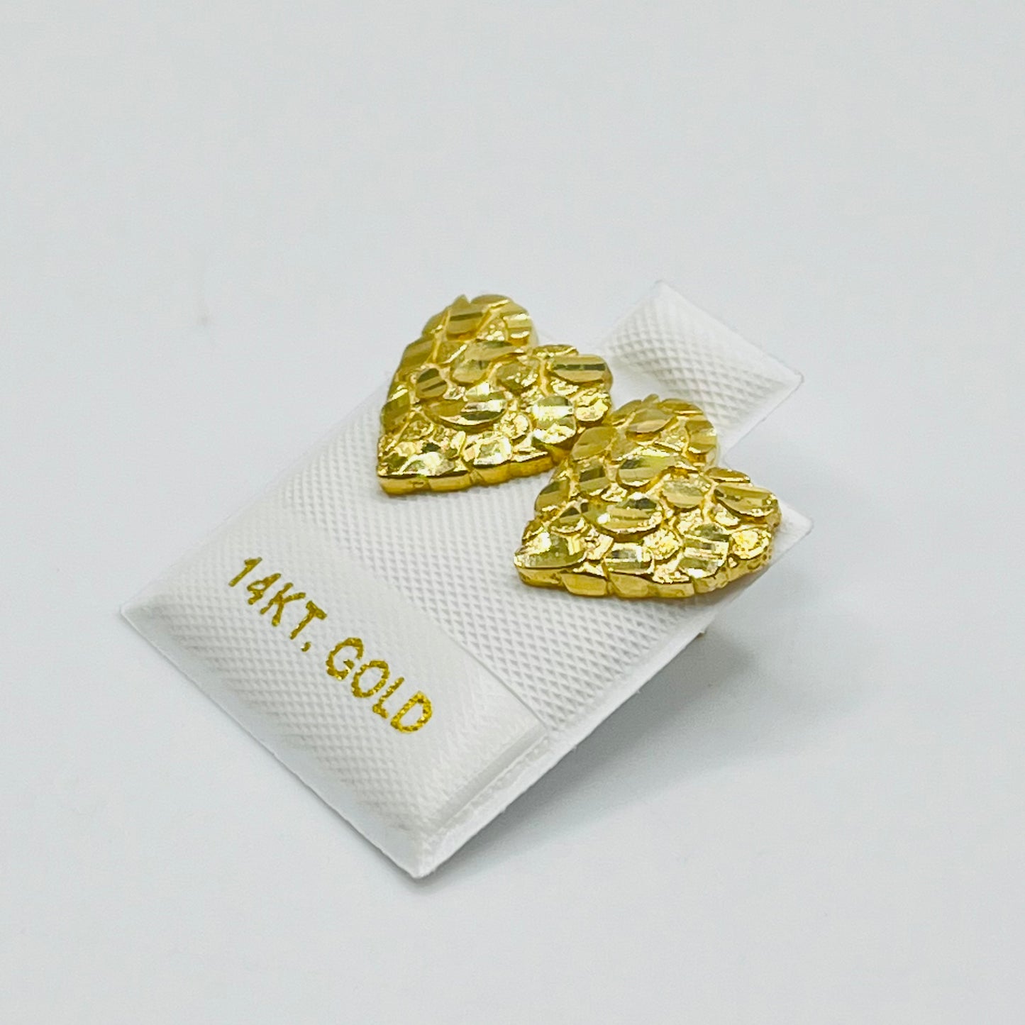 14K Gold Heart Nugget Earrings (~12mm Small)