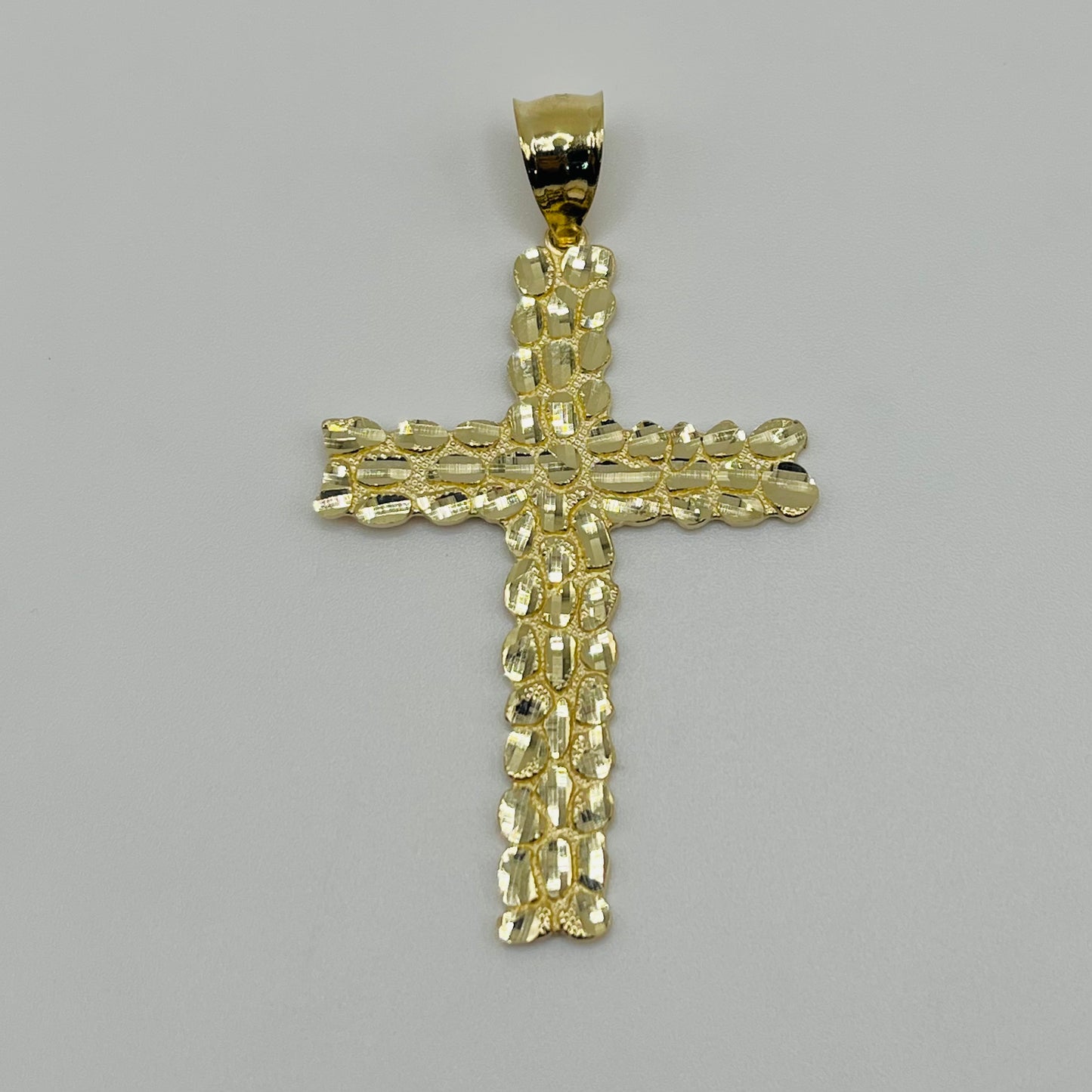 10k Gold Nugget Cross Charm (L)