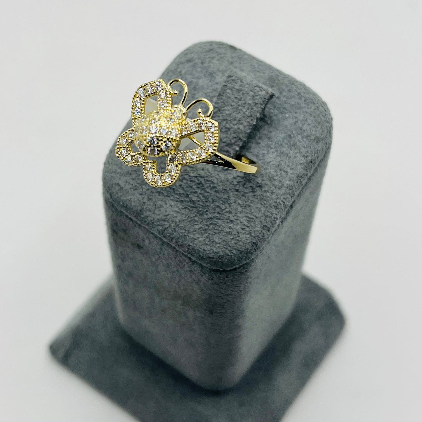 10k Gold CZ Butterfly Spinning Ring