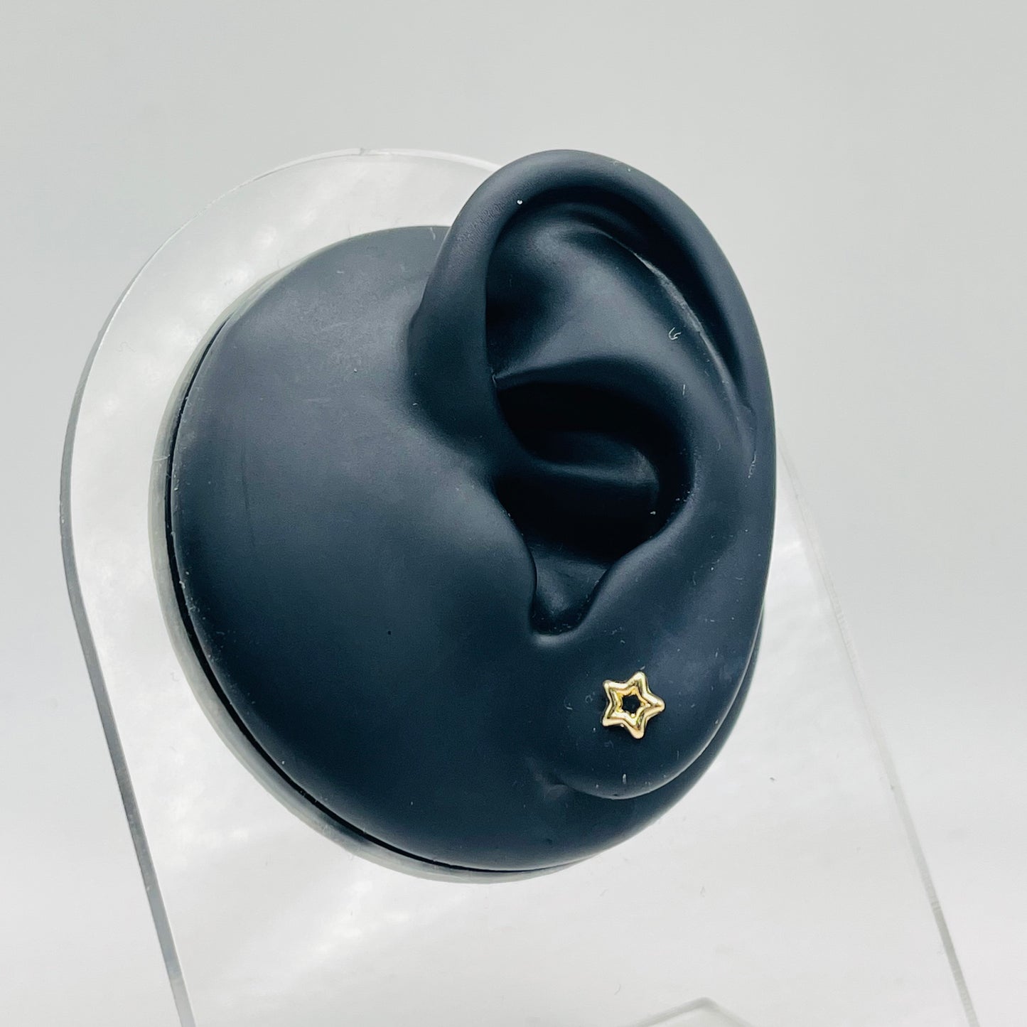 14k Gold Open Star Baby Earrings