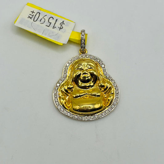 10k Gold Natural Diamond Buddha Charm