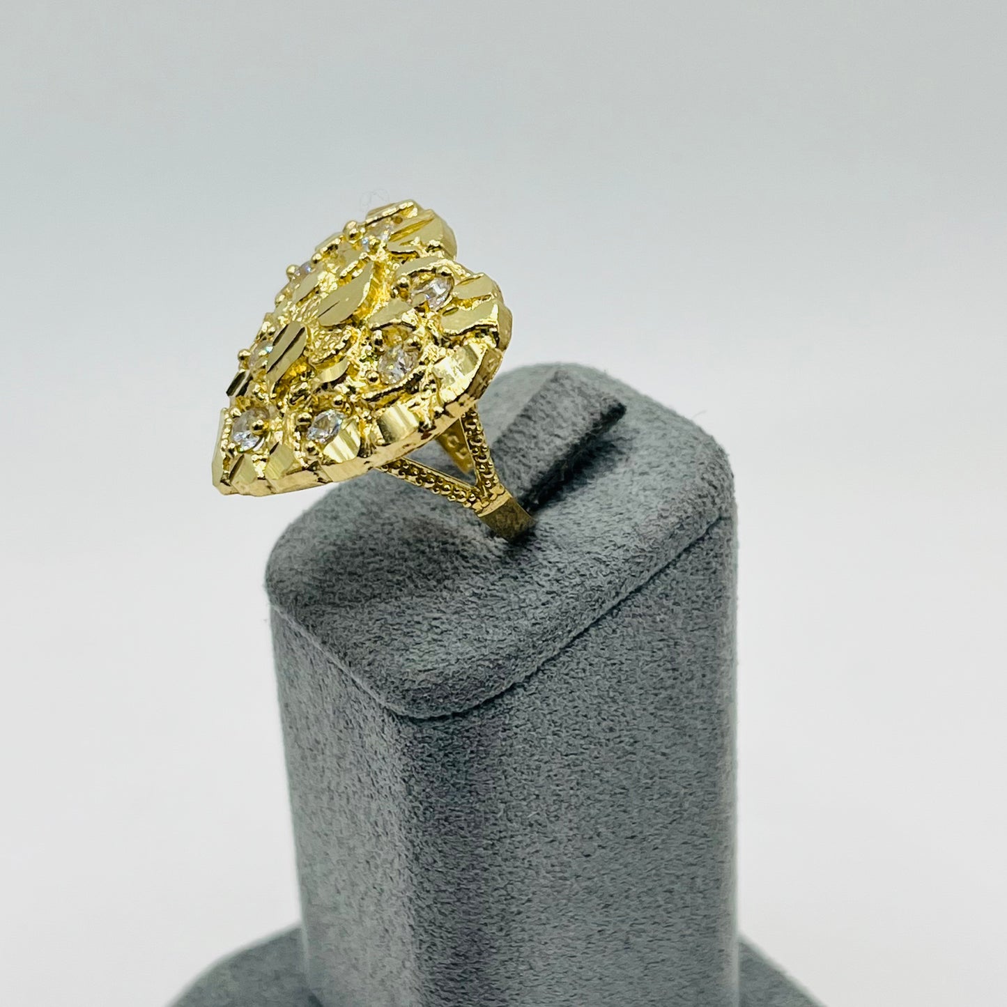 10k Gold XL CZ Heart Nugget Ring
