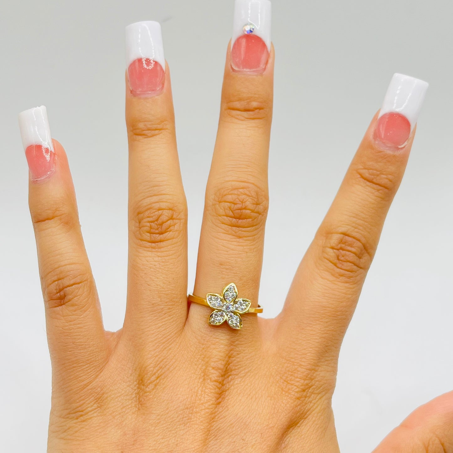 10k Gold CZ Hibiscus Ring