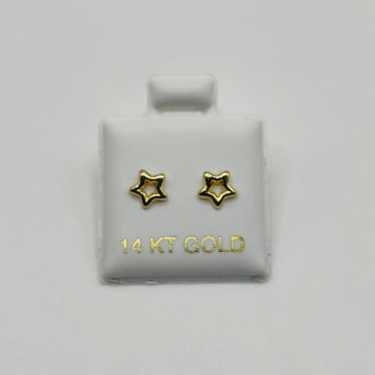14k Gold Open Star Baby Earrings