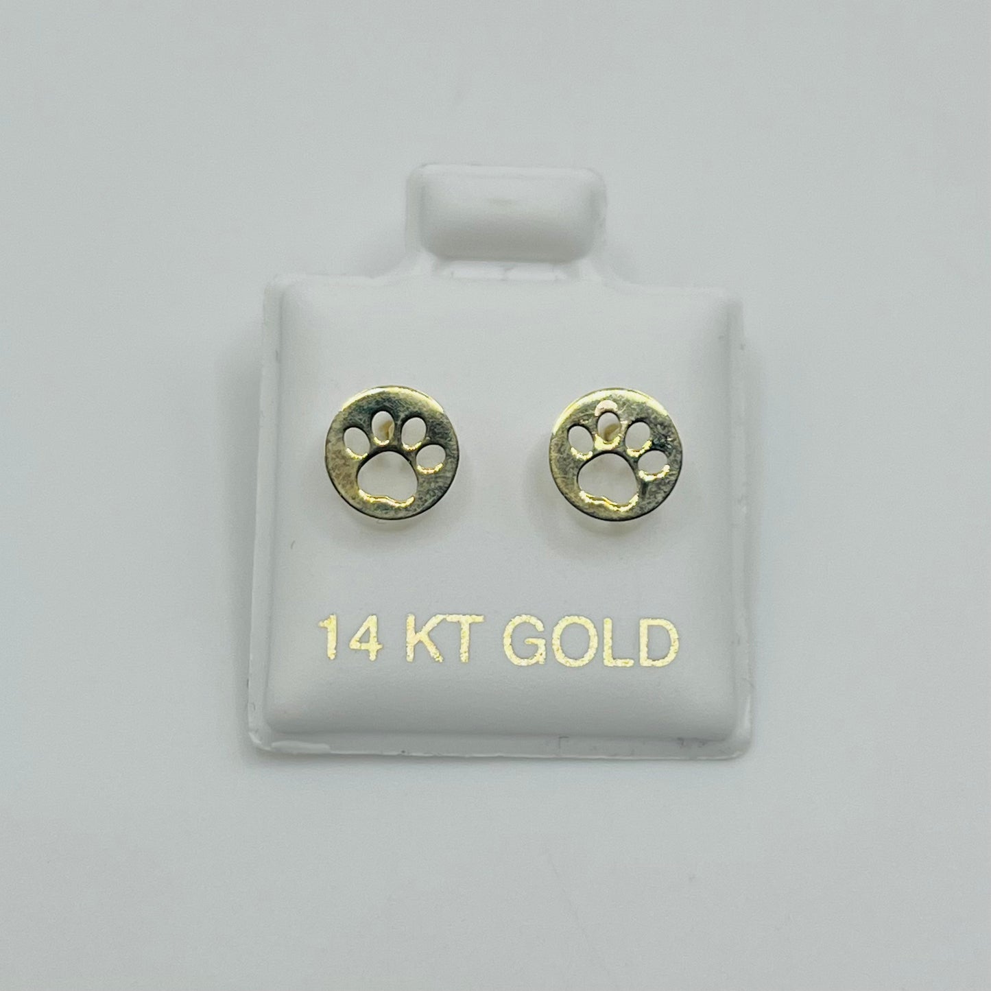 14k Gold Paw Print Screwback Earrings