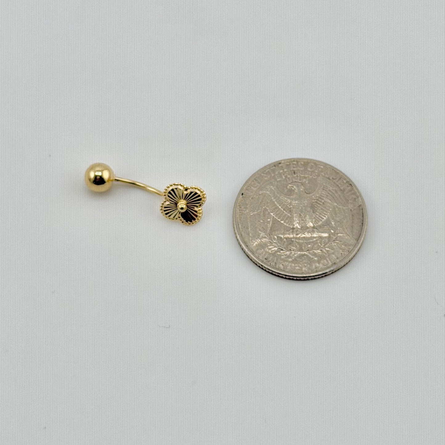 14k Gold Fancy Clover Belly Ring