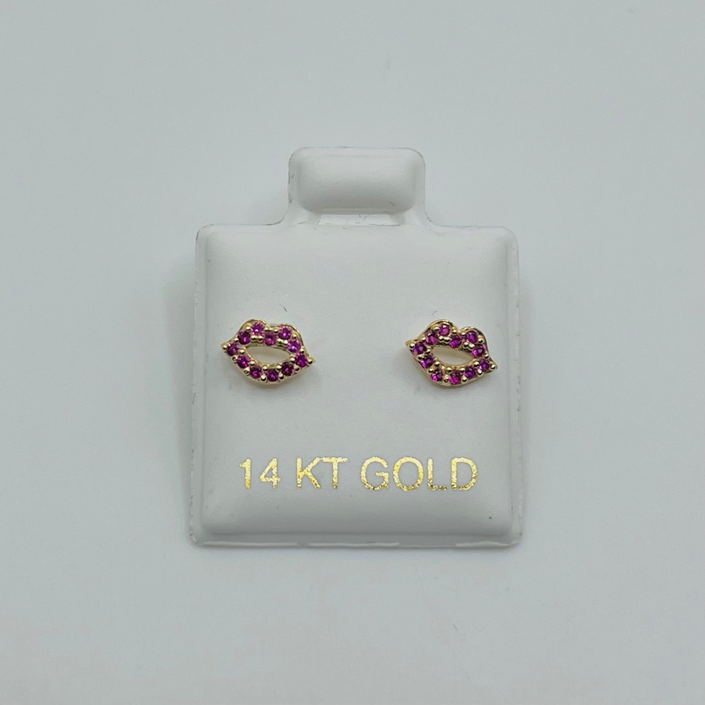 14k Gold CZ Kiss Screwback Earrings