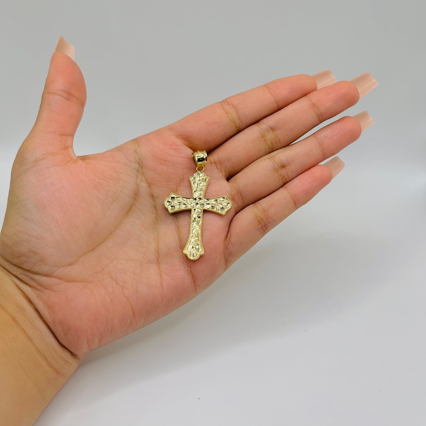 10k Gold Sol Nugget Cross Pendant (M)
