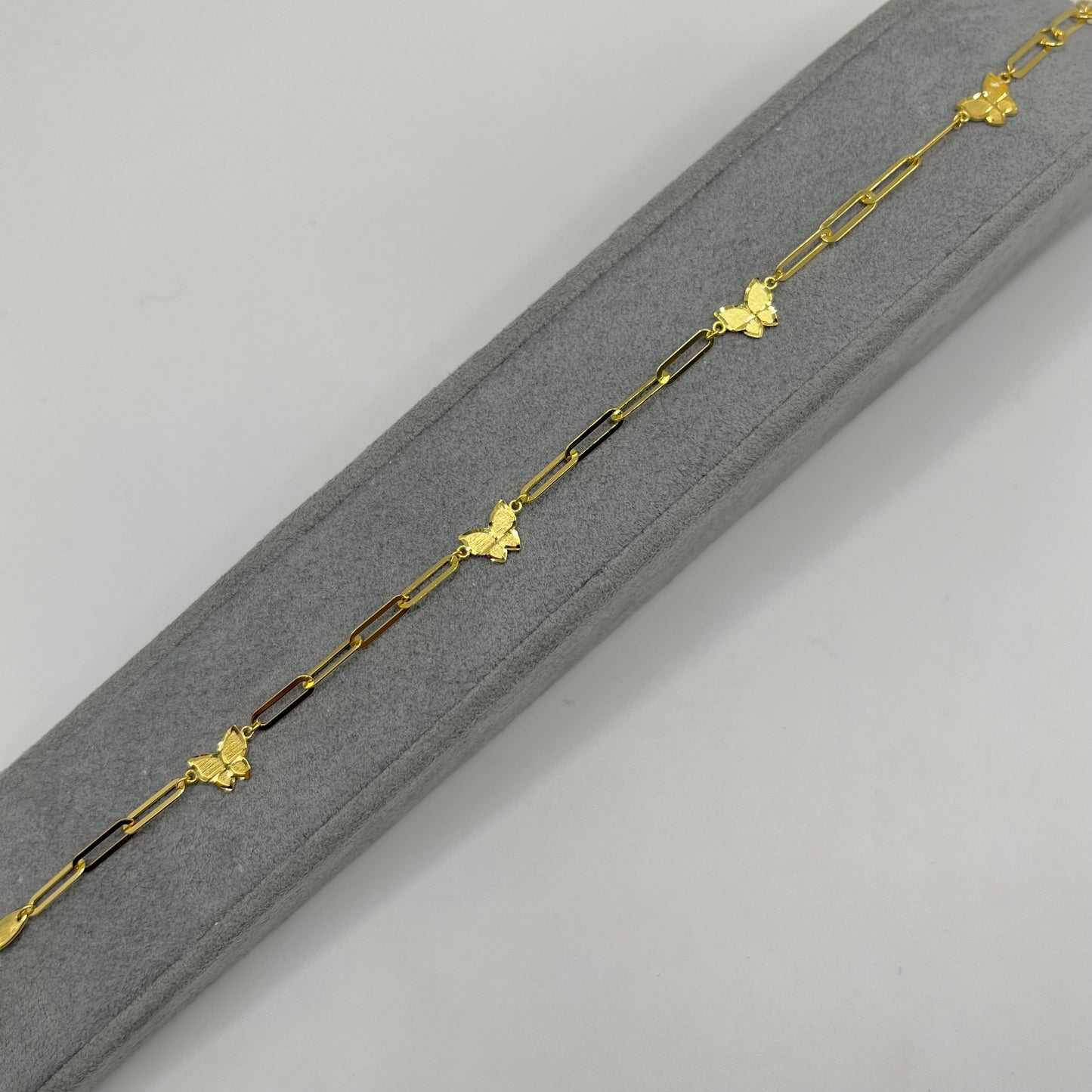 10k Gold Designer Bracelet - Paperclip Butterfly