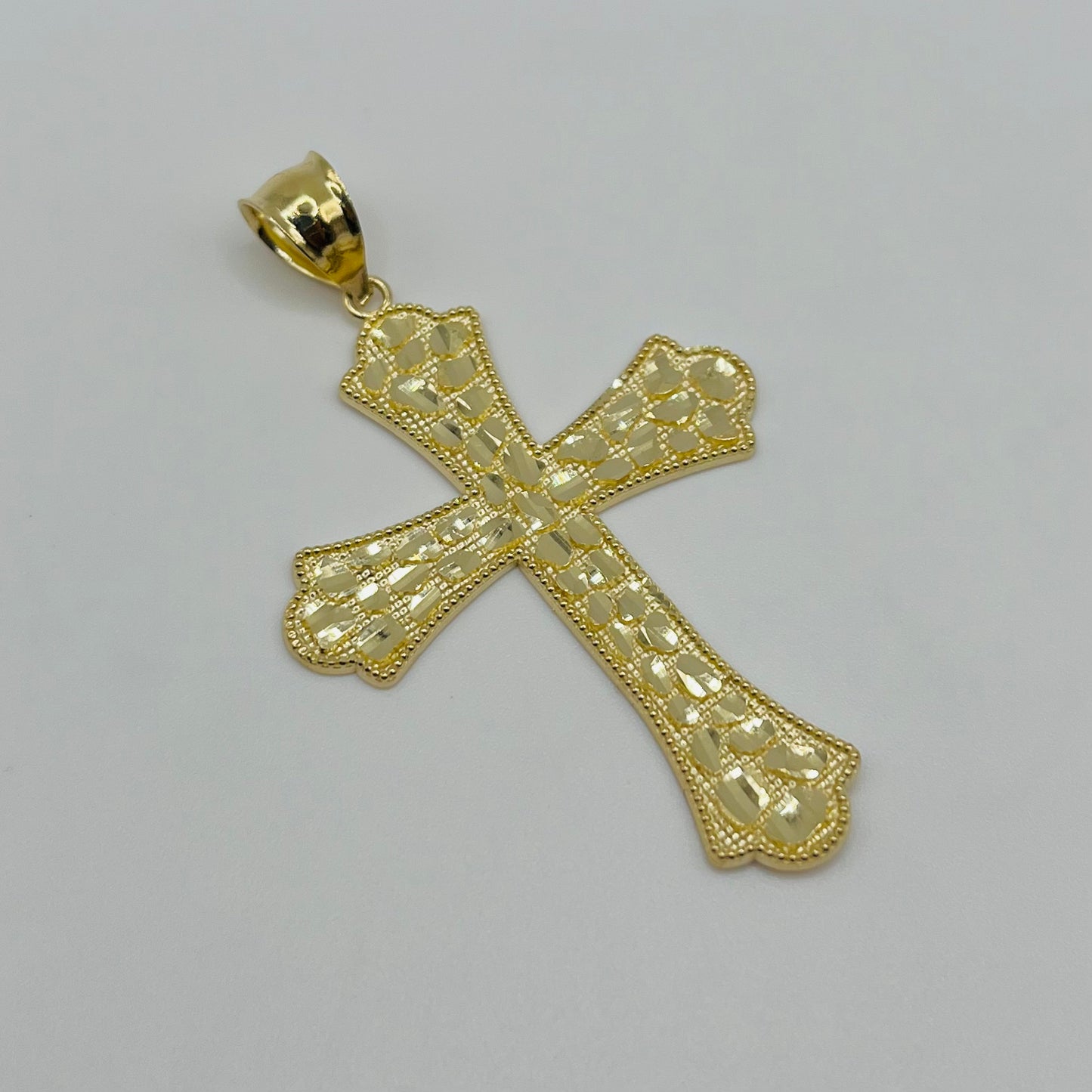 10k Gold Sol Nugget Cross Pendant (L)