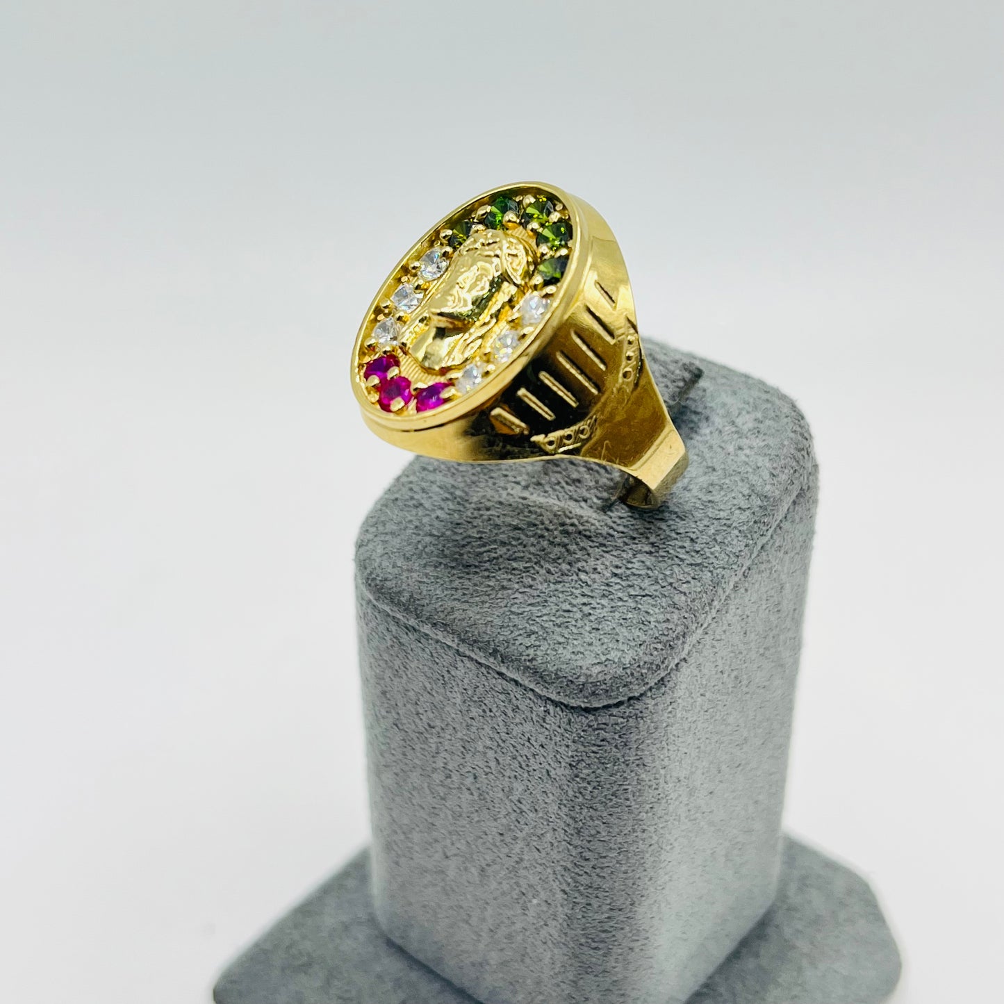 10k Gold Christ in Color Ring