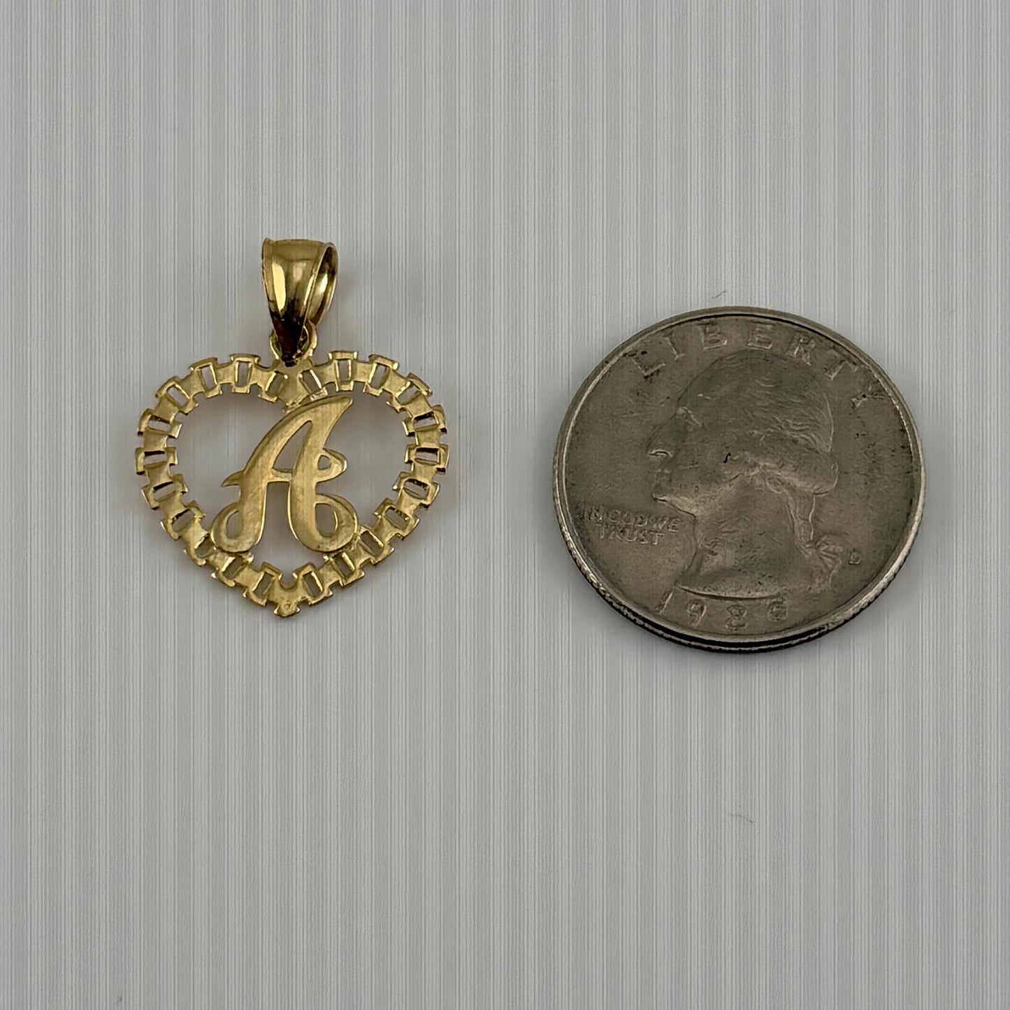 10K Gold RX Heart Initial Charm (Med)