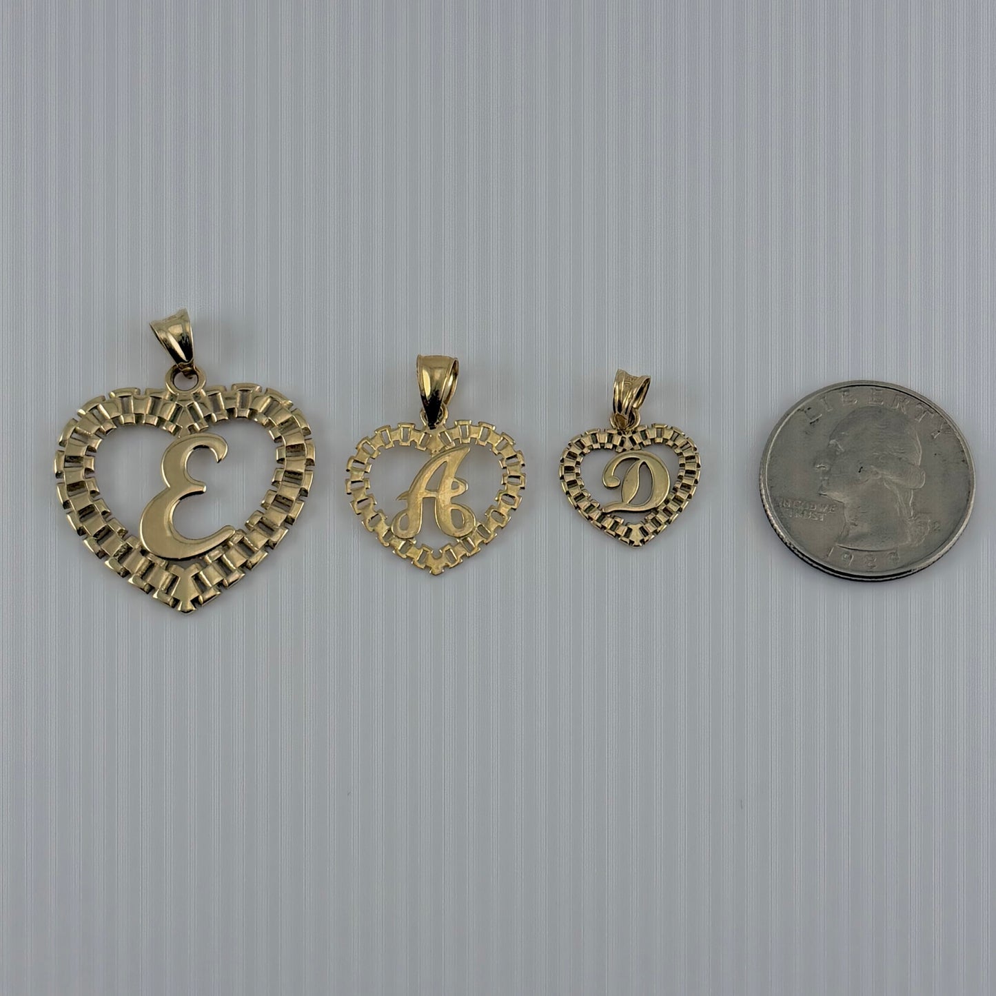 10K Gold RX Heart Initial Charm (L)