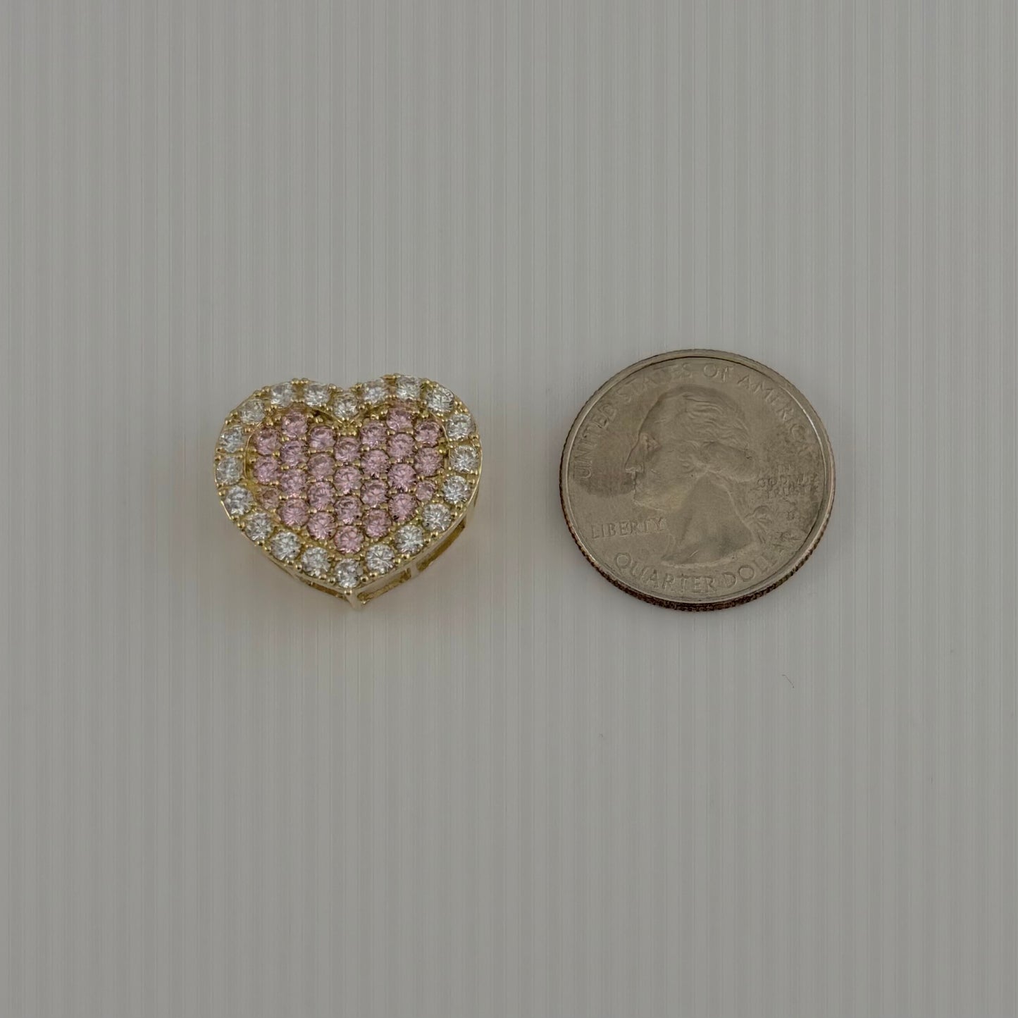 10K Gold Pink Heart Slider Charm for RX chains (M)