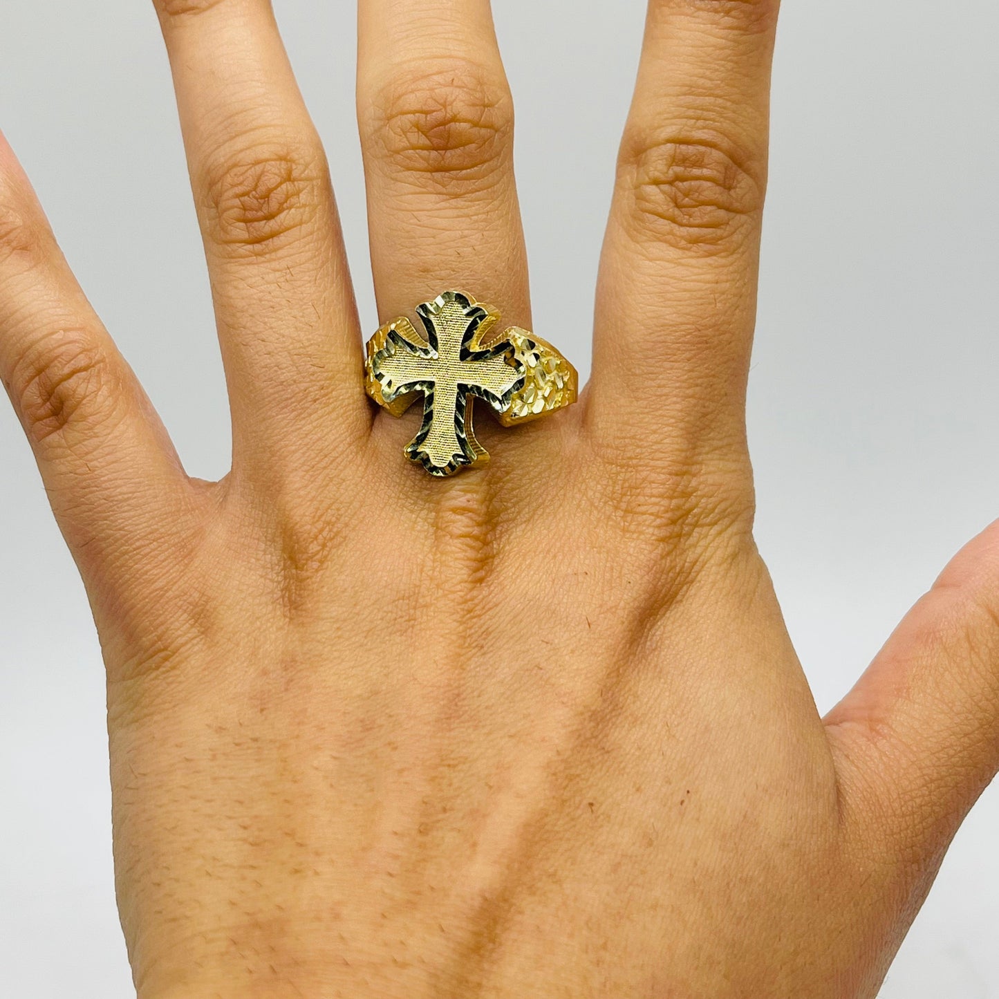 14k Gold Royal Cross Nugget Ring