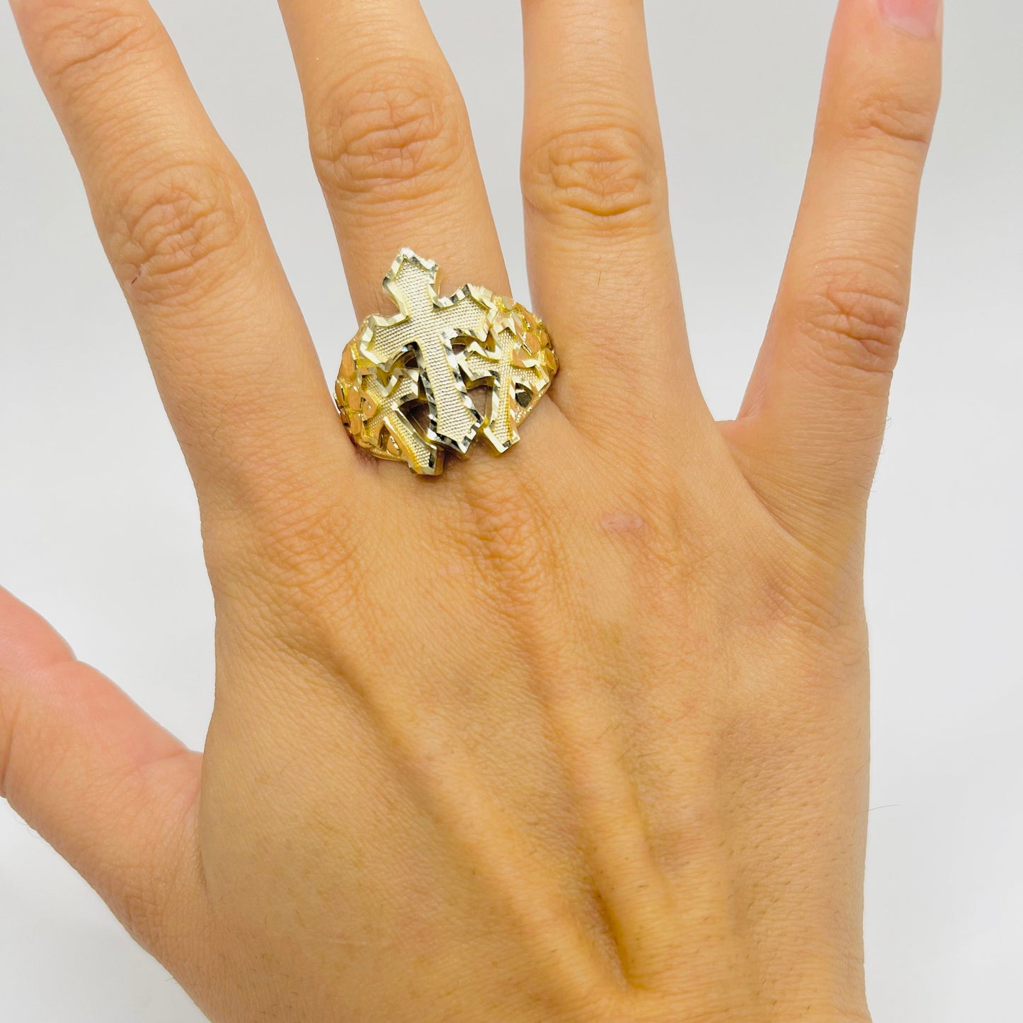 14k Gold Multi - Cross Nugget Ring (L)