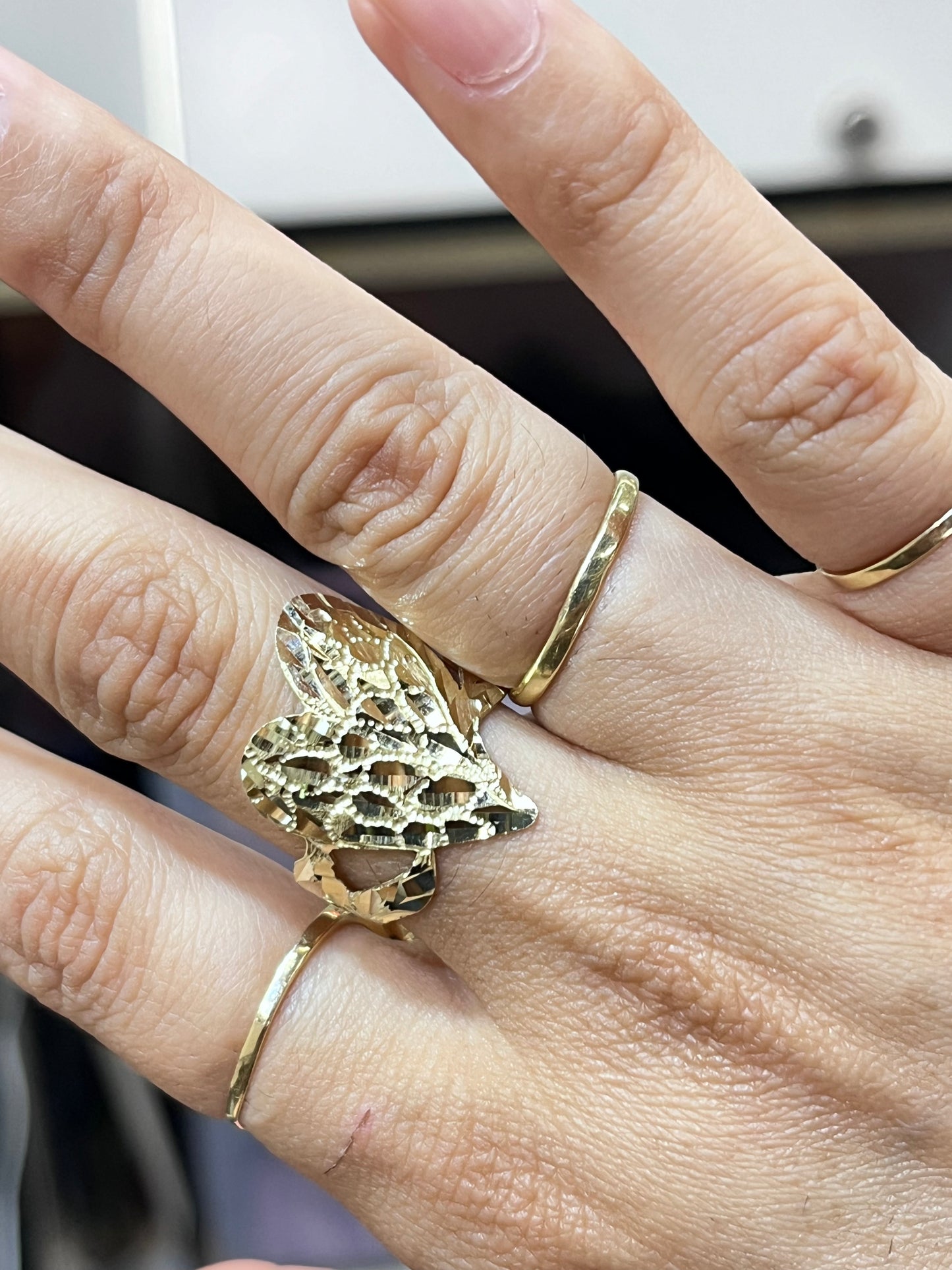 10K Gold Fancy Heart Nugget Ring (Larger version)