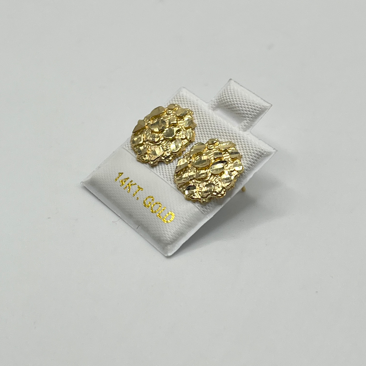 14K Gold Round Nugget Earrings (med)
