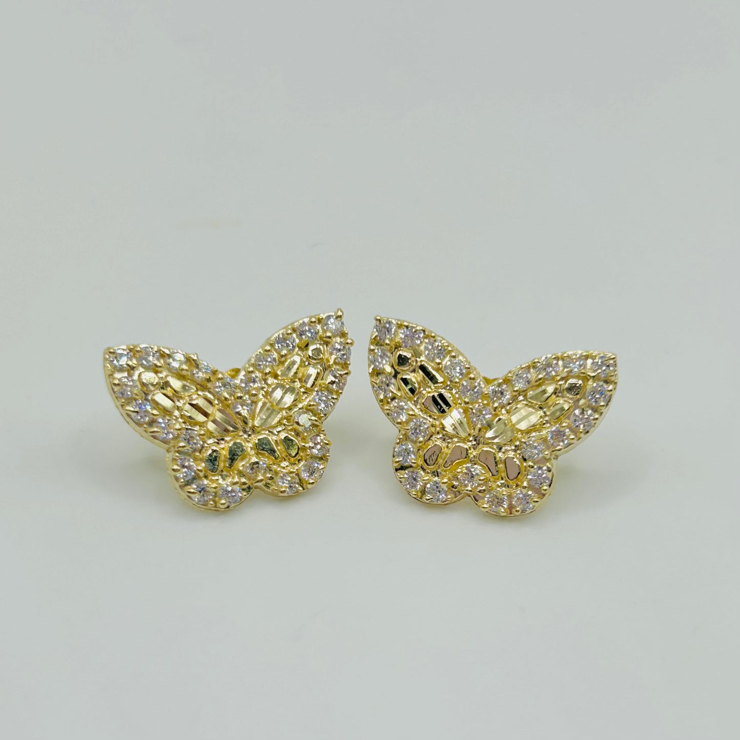 10k Gold Cz Nugget Butterfly Earrings (M)